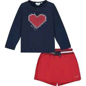 A DEE - Knitted Heart Skort Set - Navy