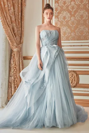 ANDREA & LEO A1021 Strapless Bodice Draped Tulle Ball Gown Dress