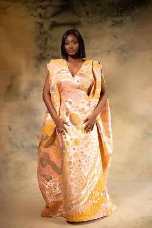 ARIKE REGAL KAFTAN - PEACH, PINK, YELLOW & WHITE