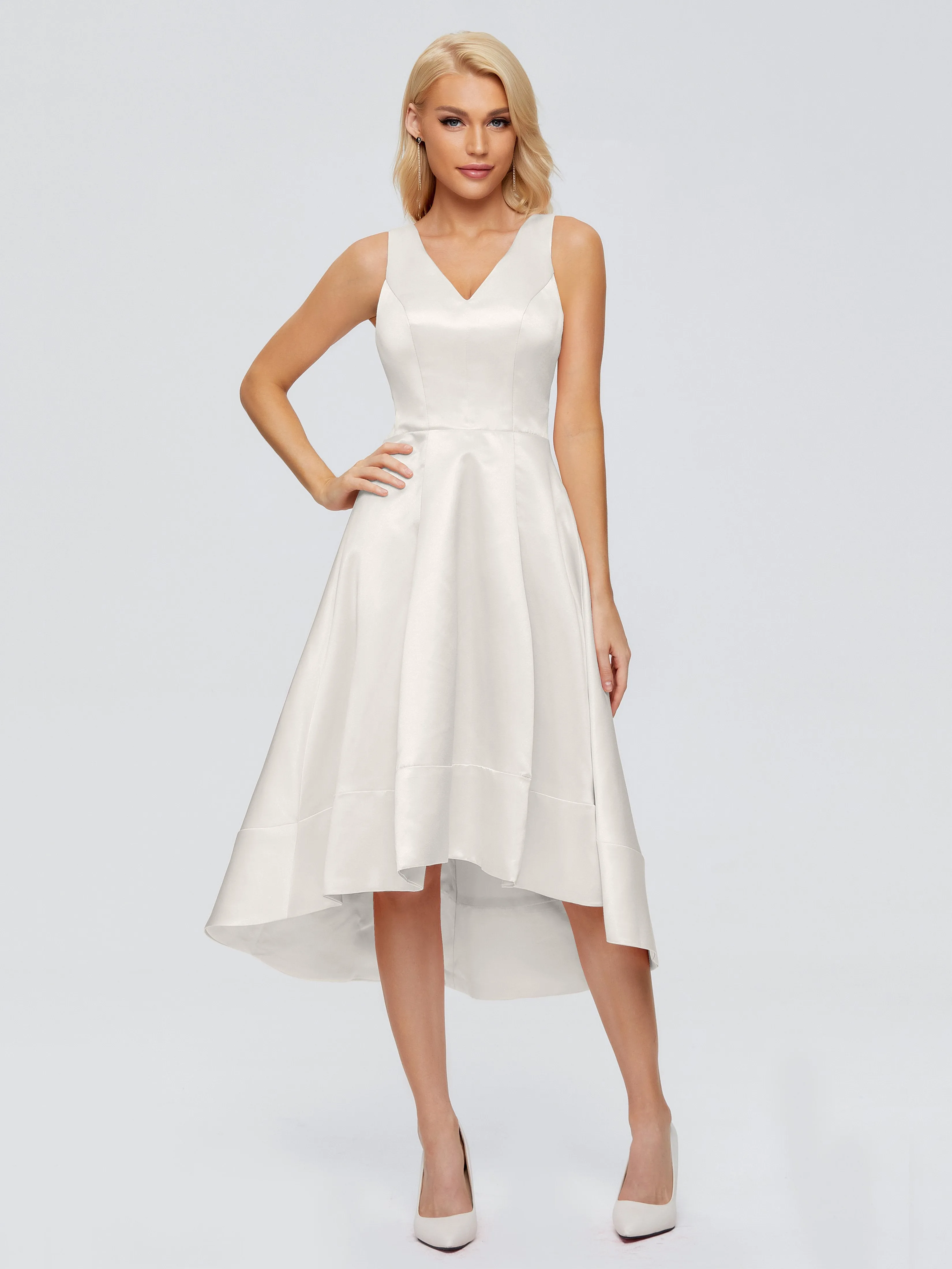 Ashley V-neck Satin Bridesmaid Dresses