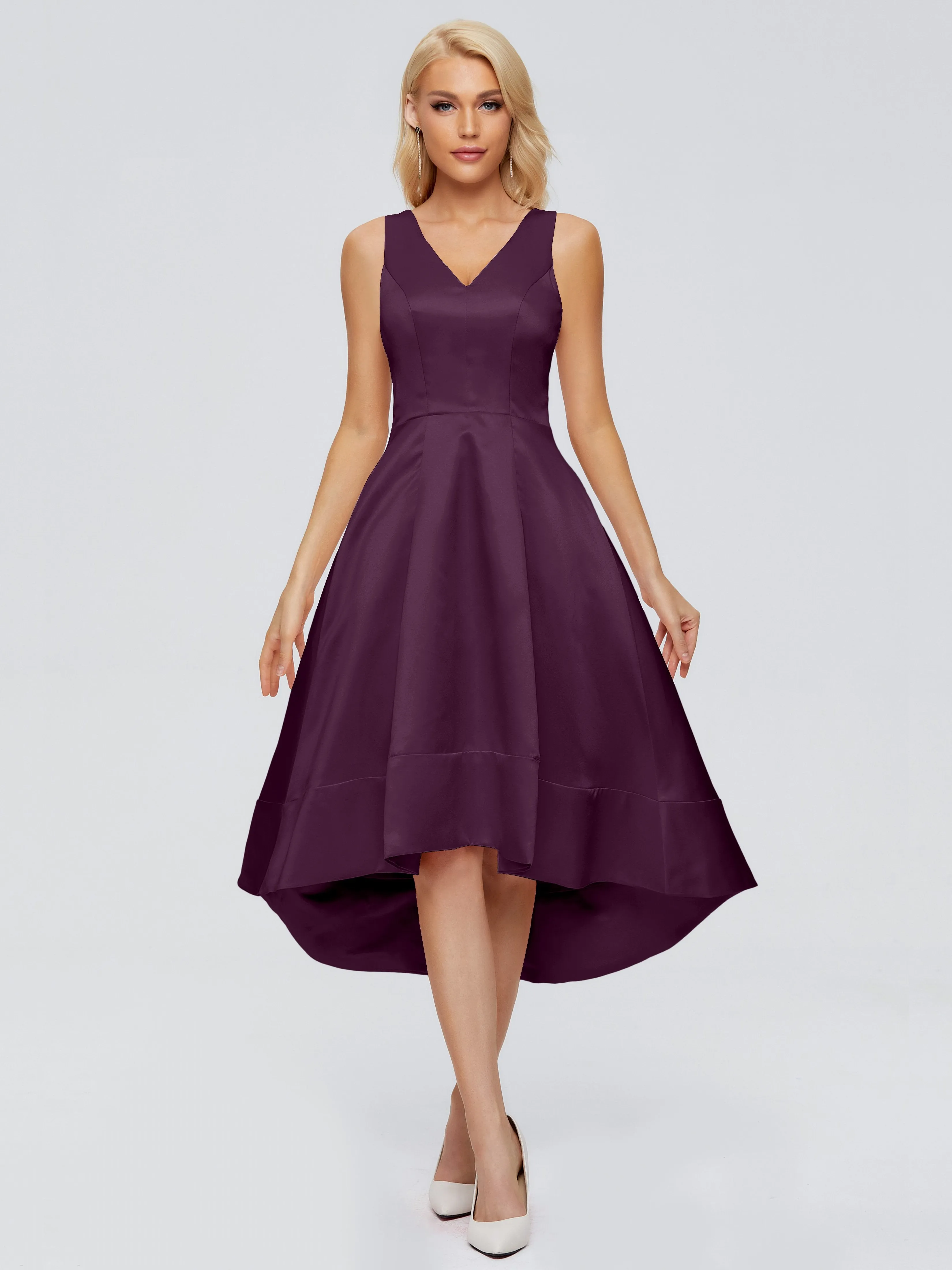 Ashley V-neck Satin Bridesmaid Dresses