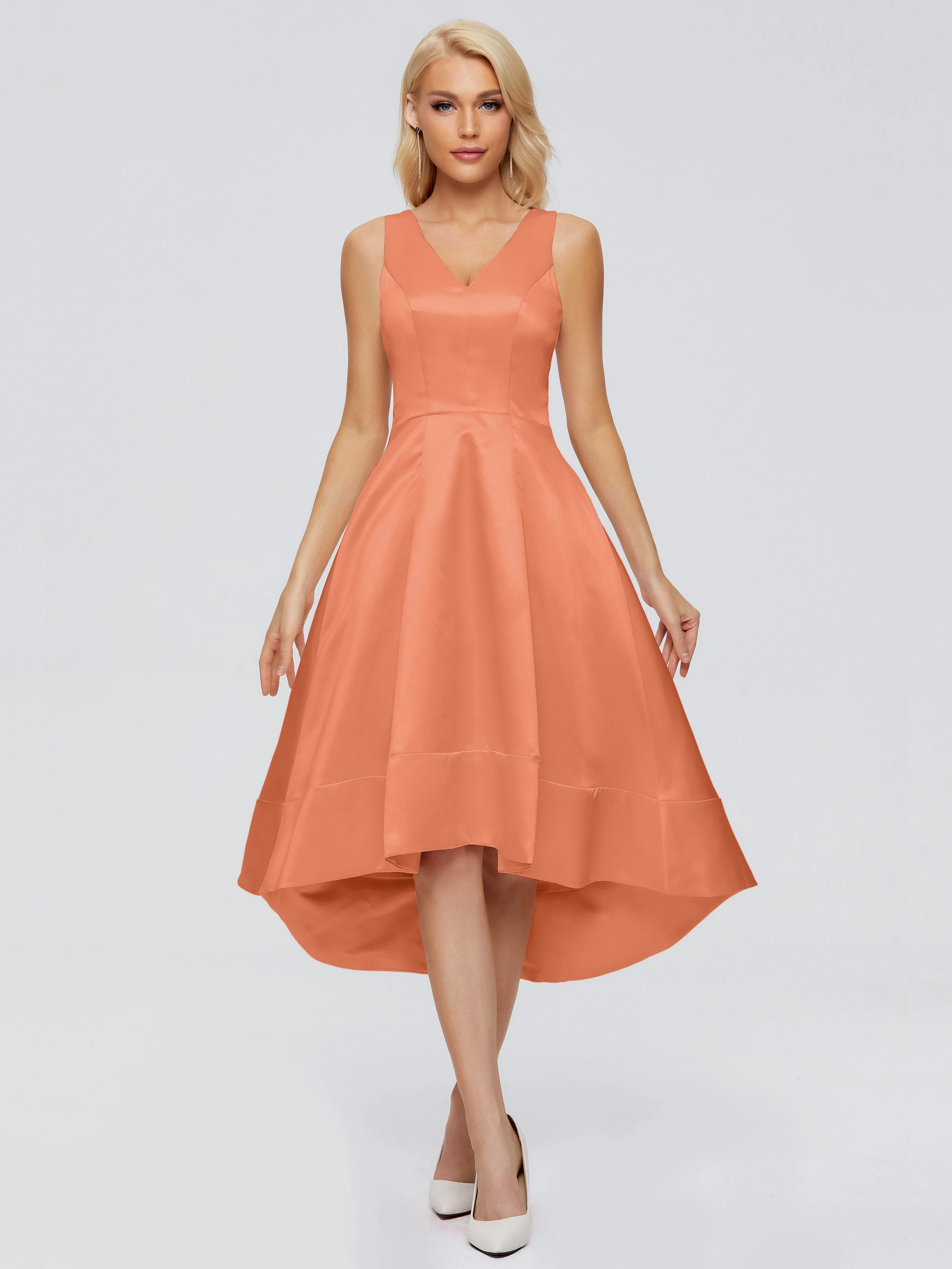 Ashley V-neck Satin Bridesmaid Dresses