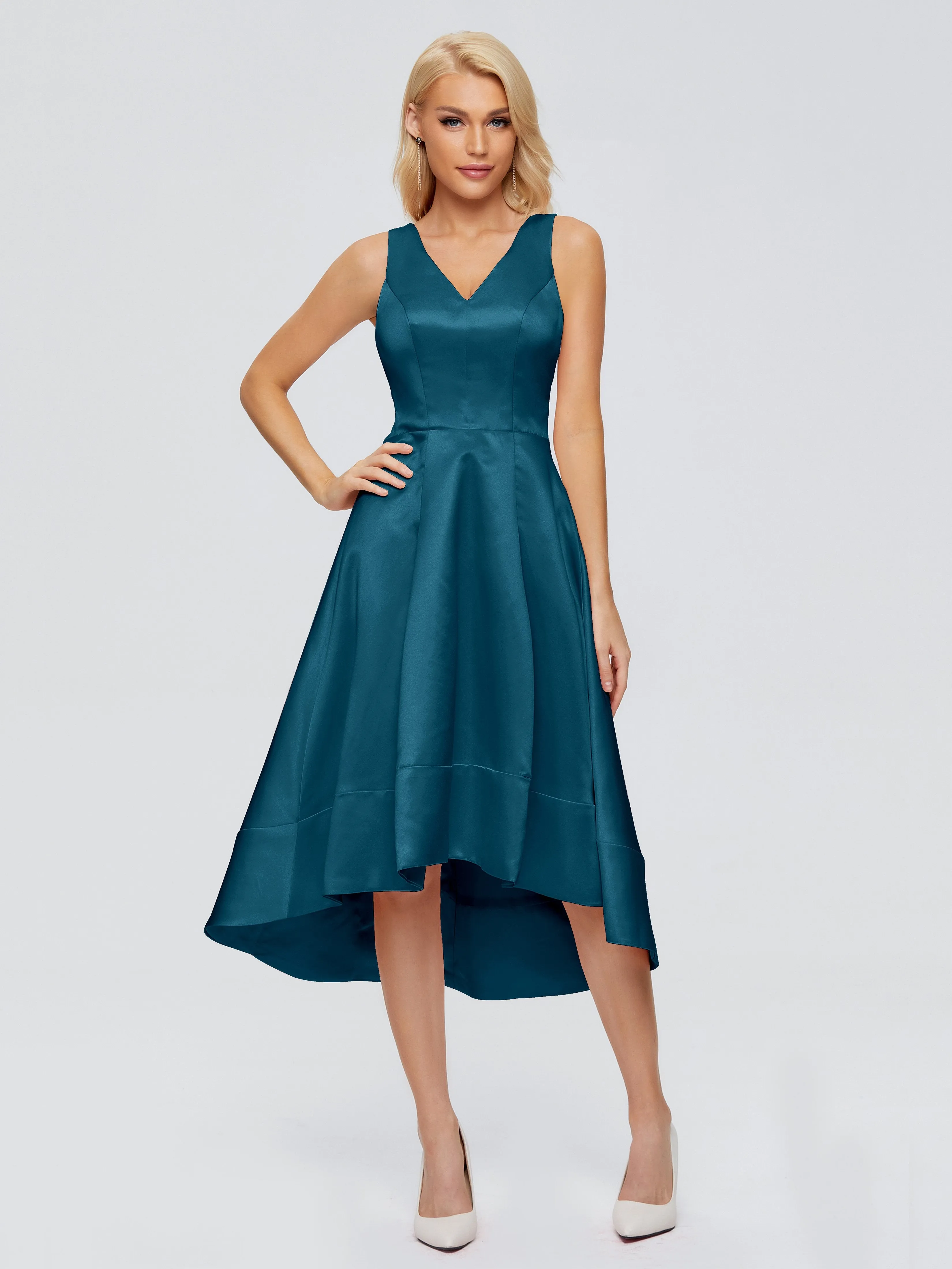 Ashley V-neck Satin Bridesmaid Dresses