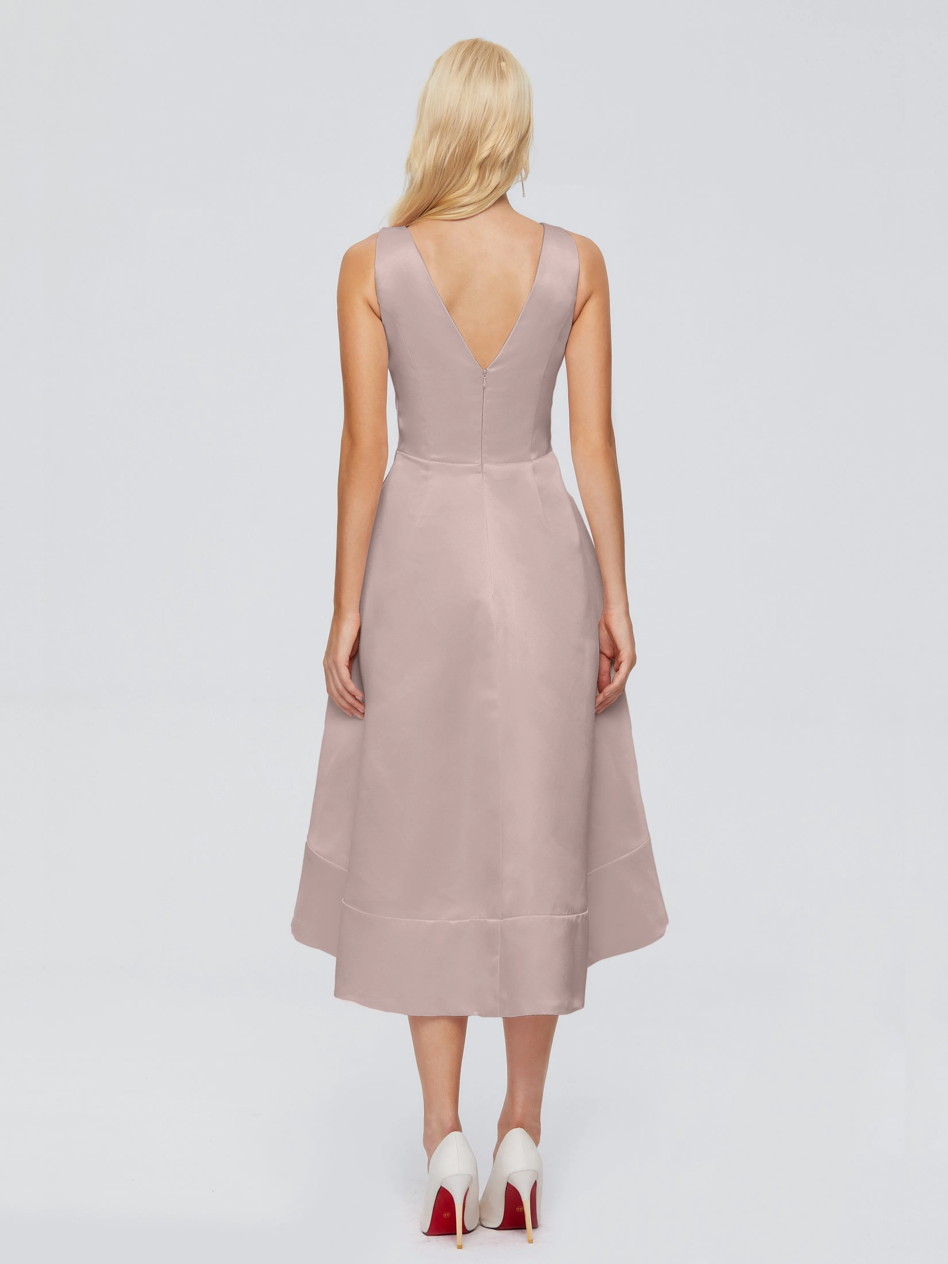 Ashley V-neck Satin Bridesmaid Dresses