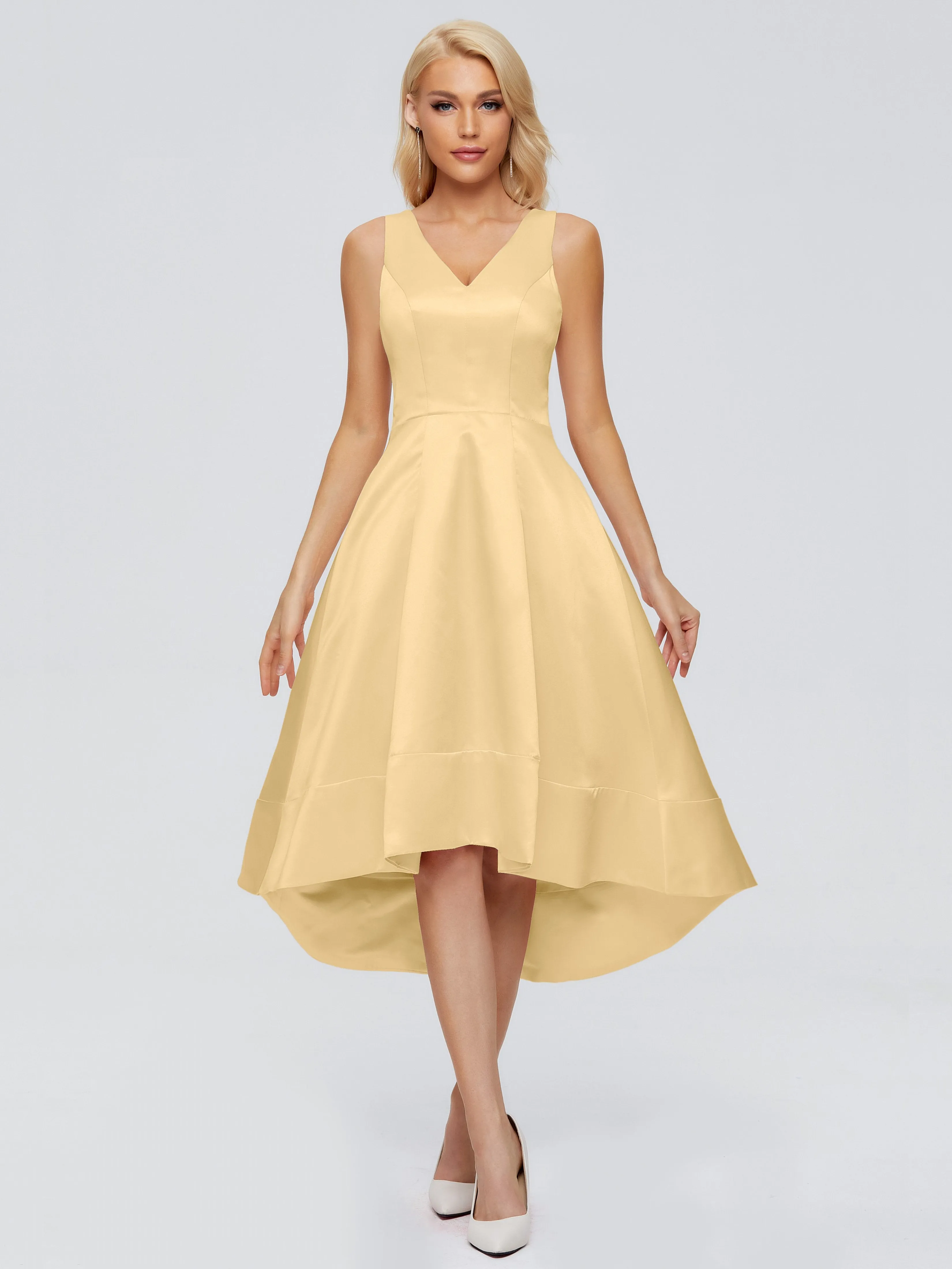 Ashley V-neck Satin Bridesmaid Dresses