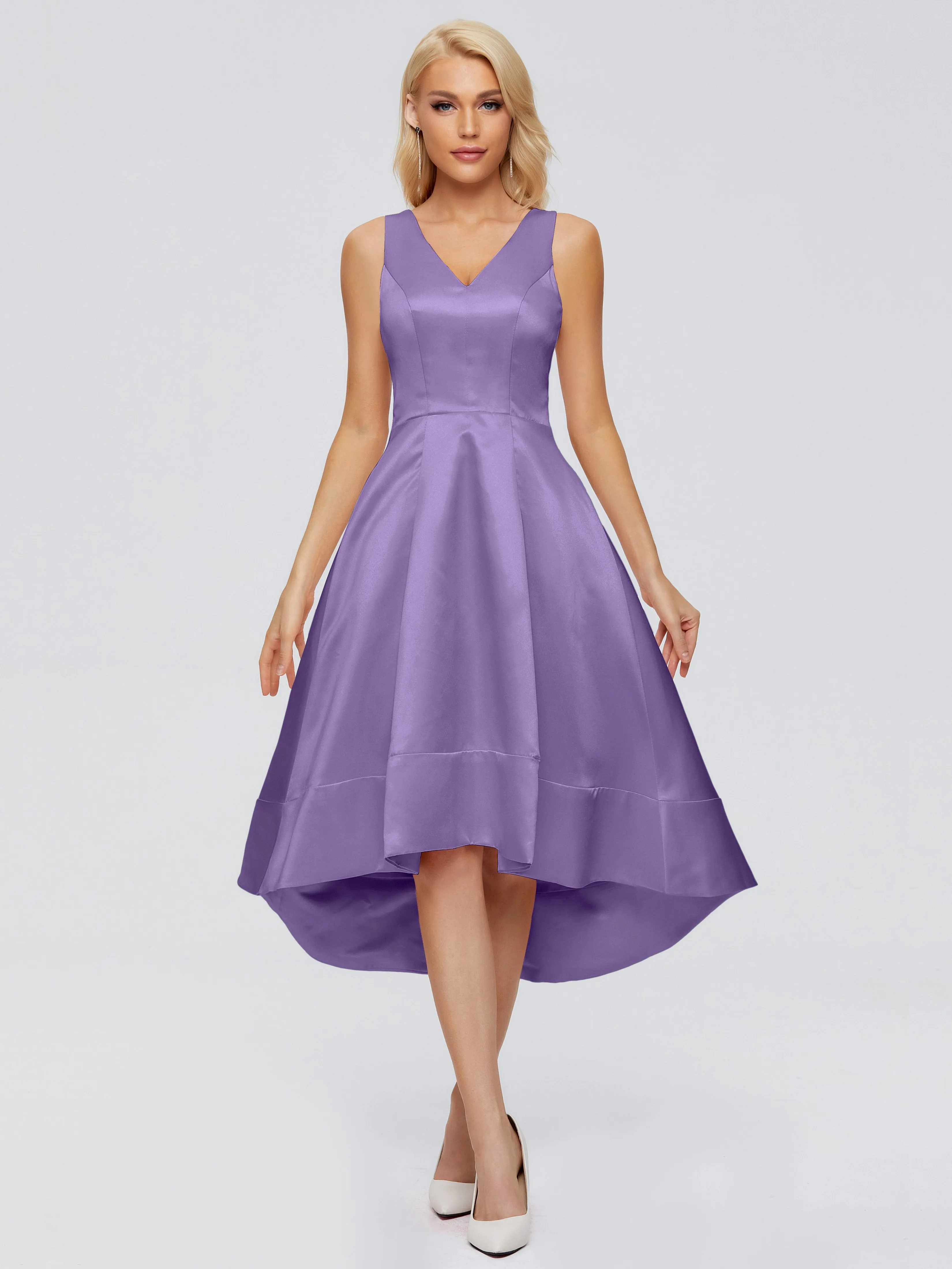 Ashley V-neck Satin Bridesmaid Dresses