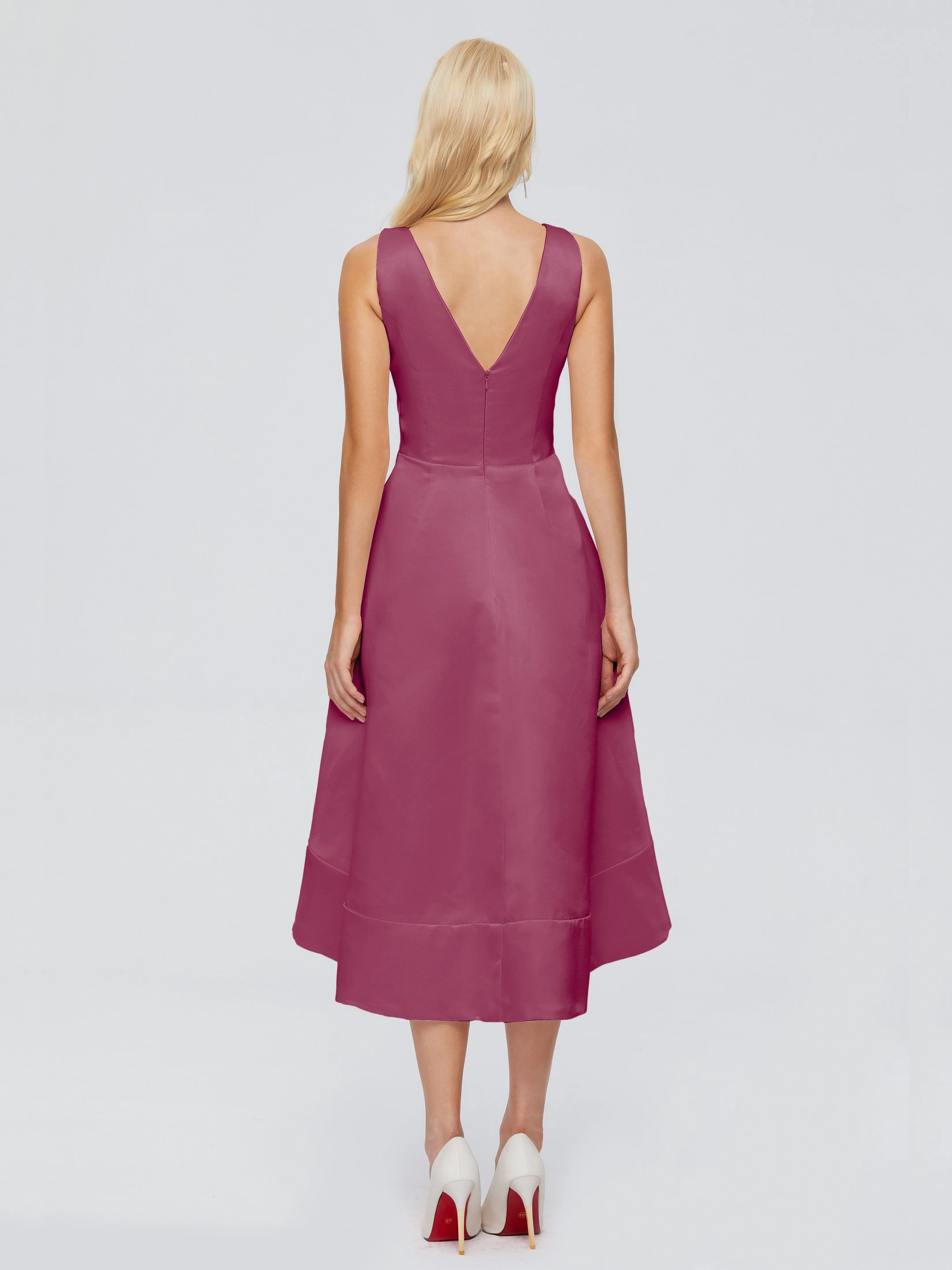 Ashley V-neck Satin Bridesmaid Dresses