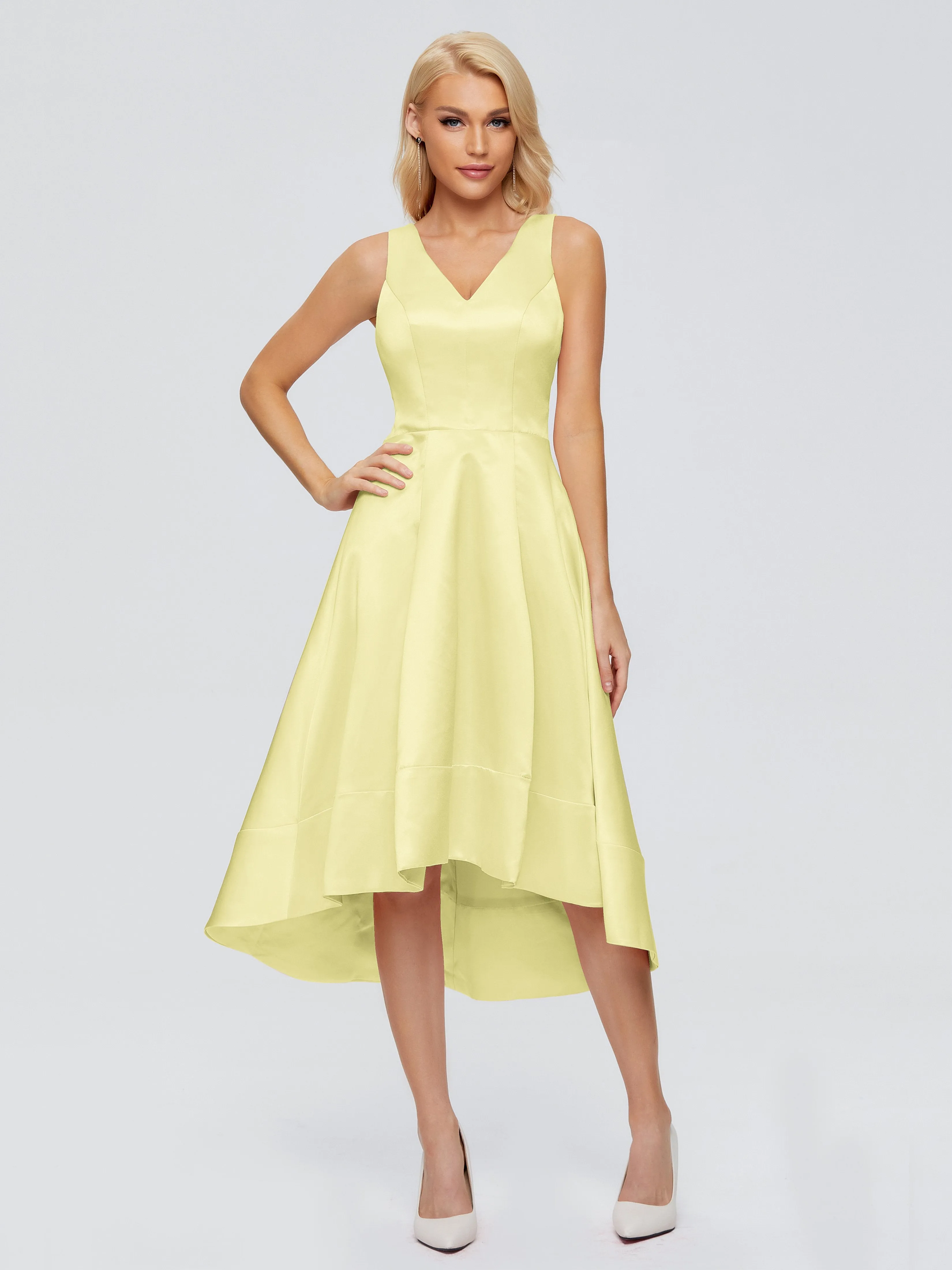 Ashley V-neck Satin Bridesmaid Dresses