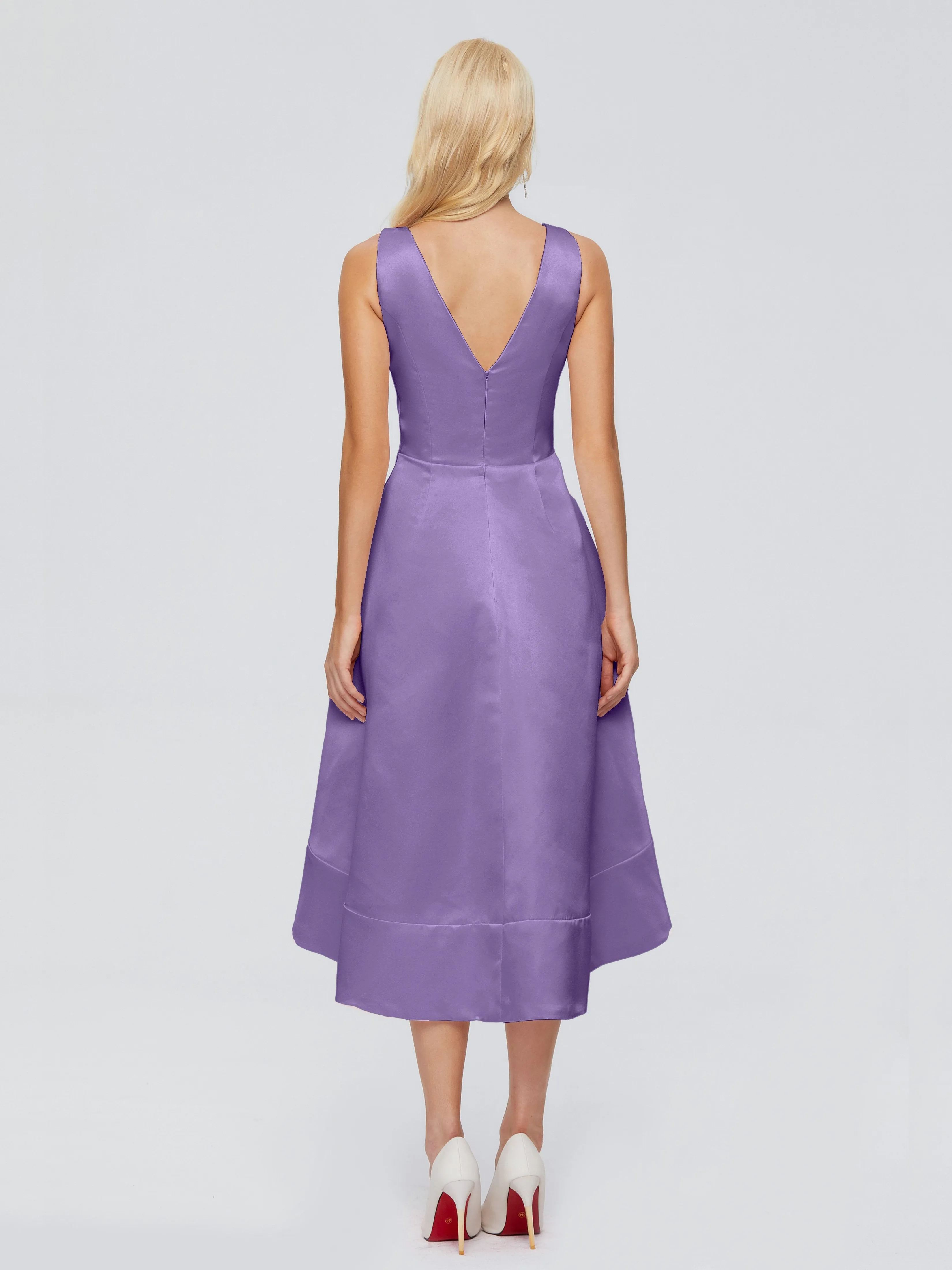 Ashley V-neck Satin Bridesmaid Dresses