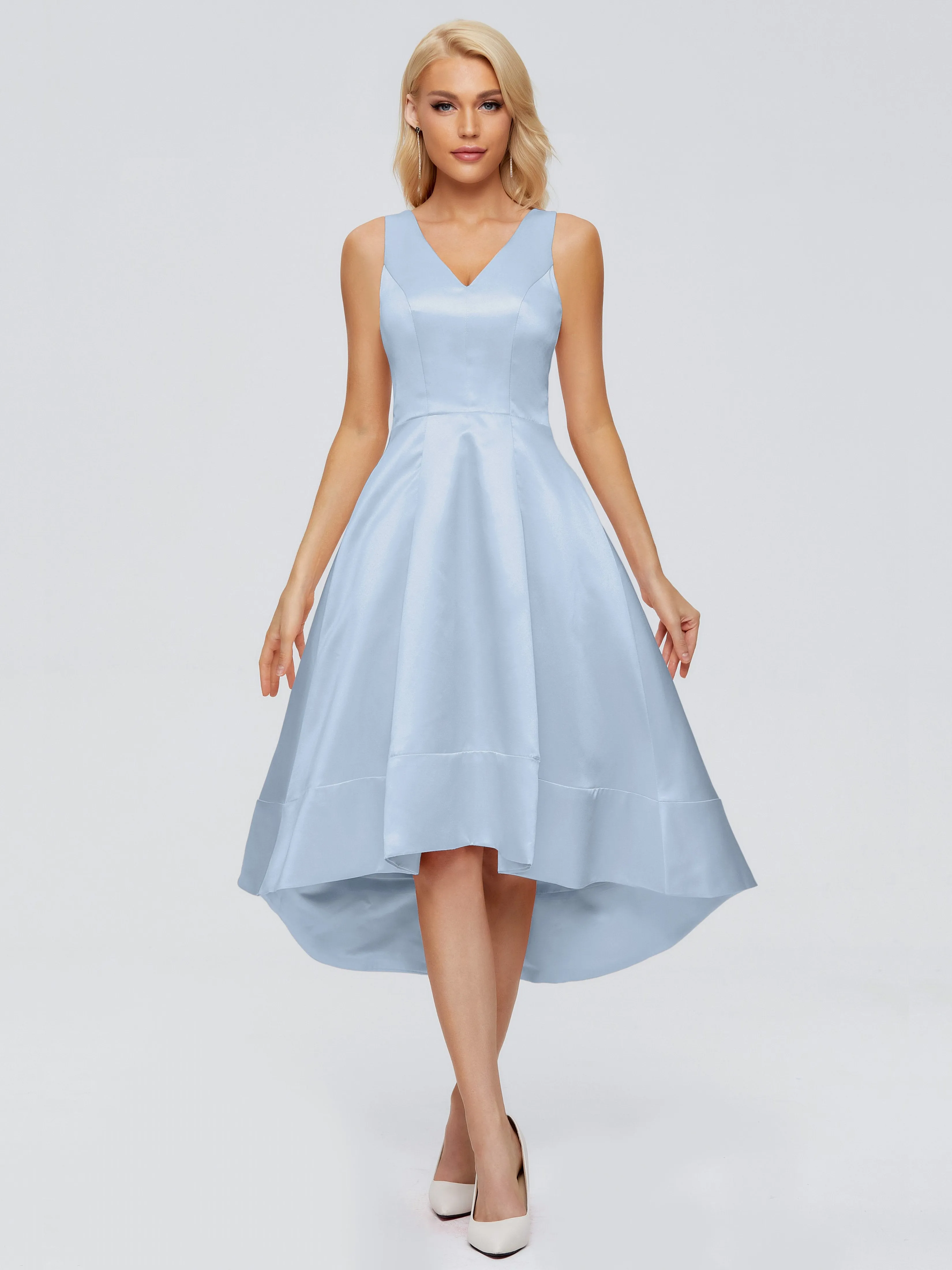 Ashley V-neck Satin Bridesmaid Dresses