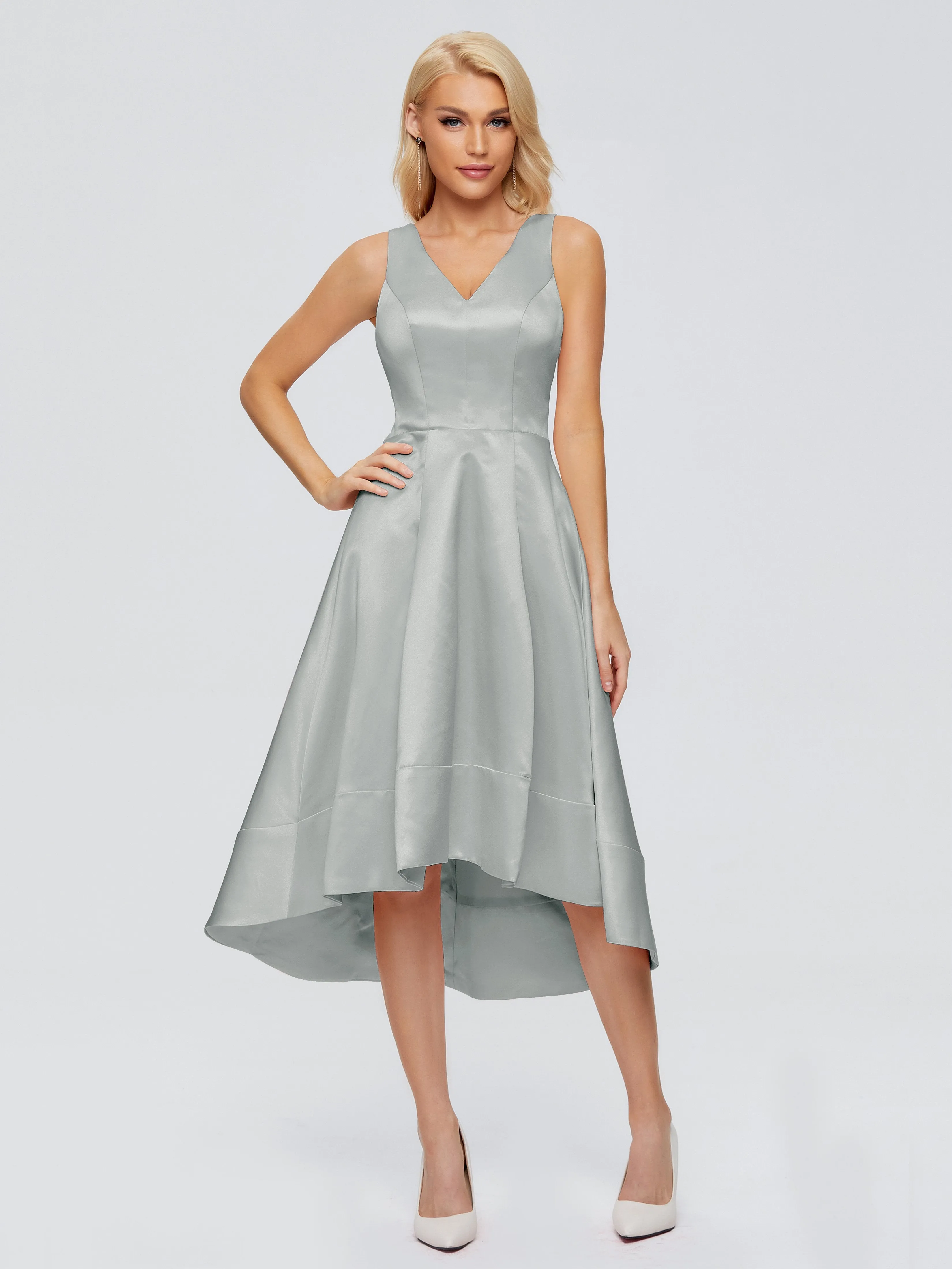 Ashley V-neck Satin Bridesmaid Dresses