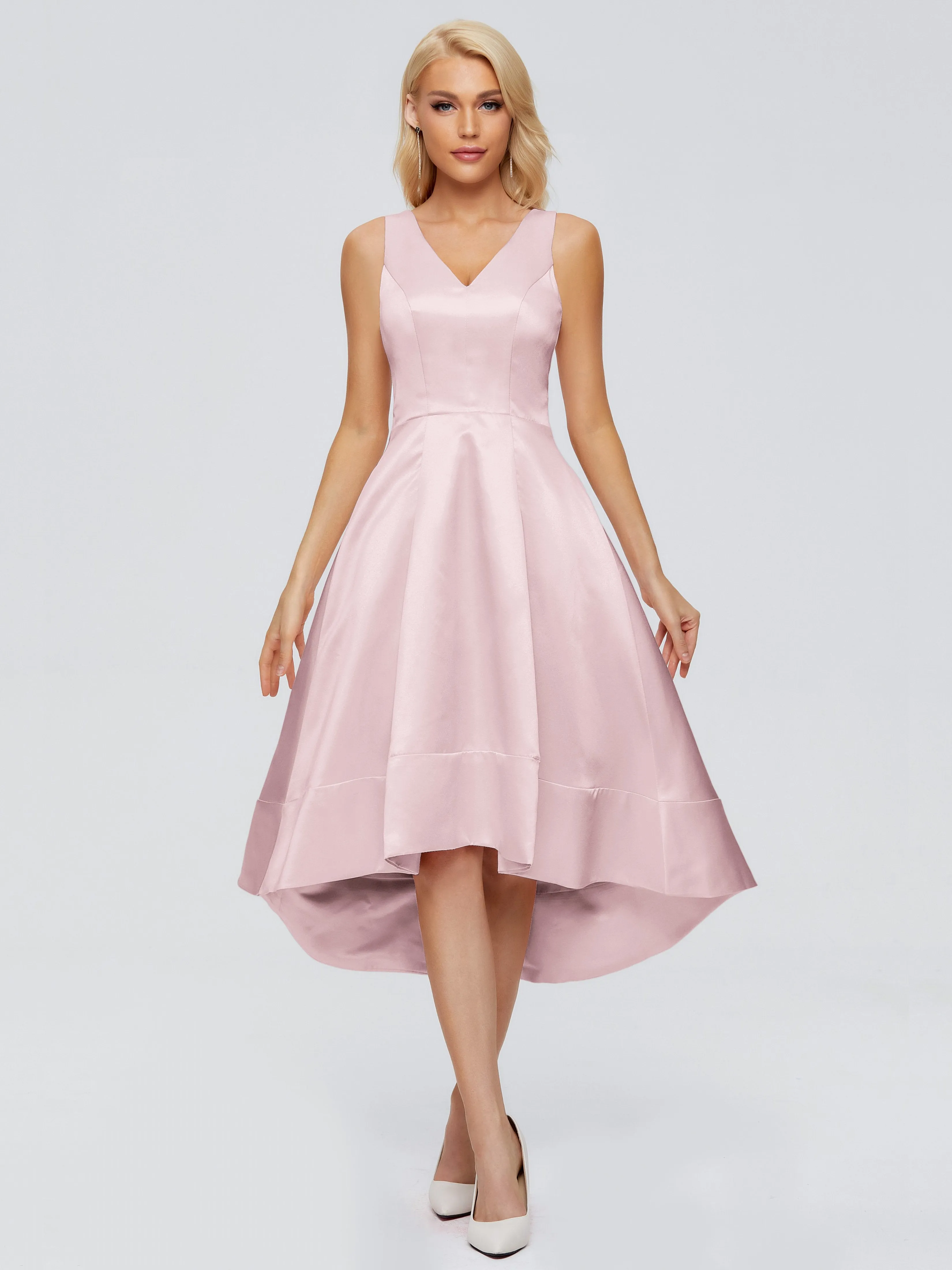 Ashley V-neck Satin Bridesmaid Dresses