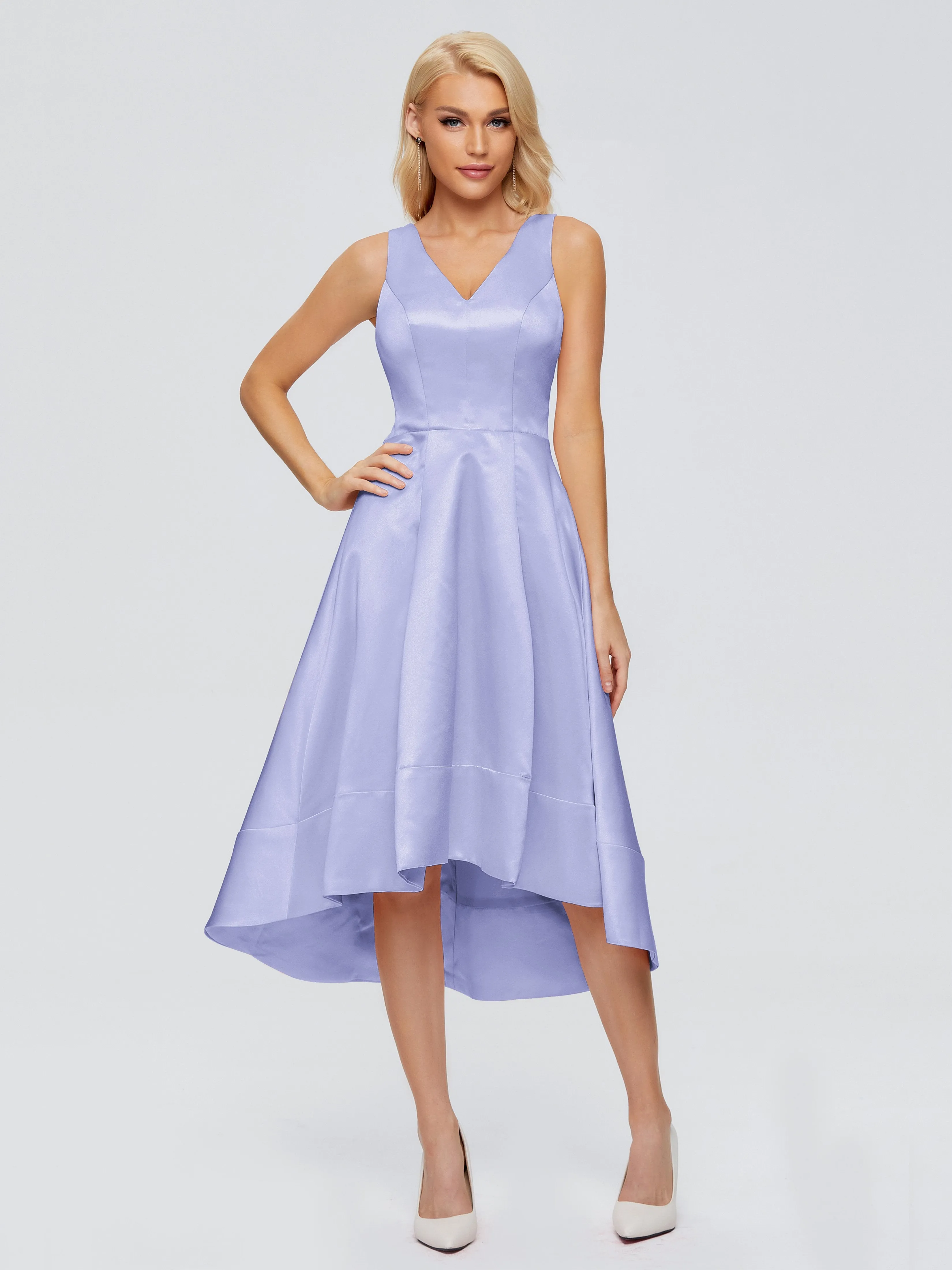 Ashley V-neck Satin Bridesmaid Dresses