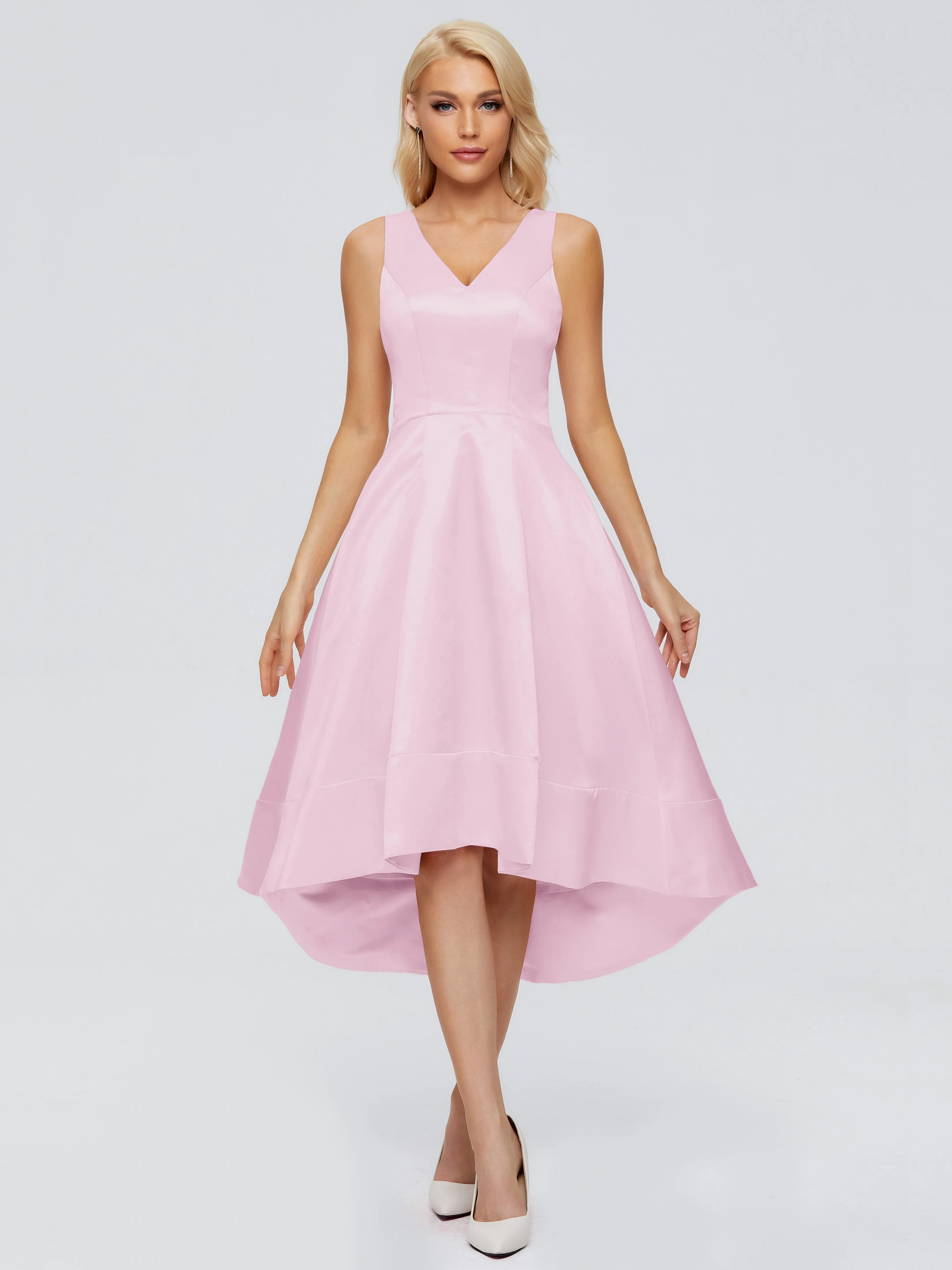 Ashley V-neck Satin Bridesmaid Dresses