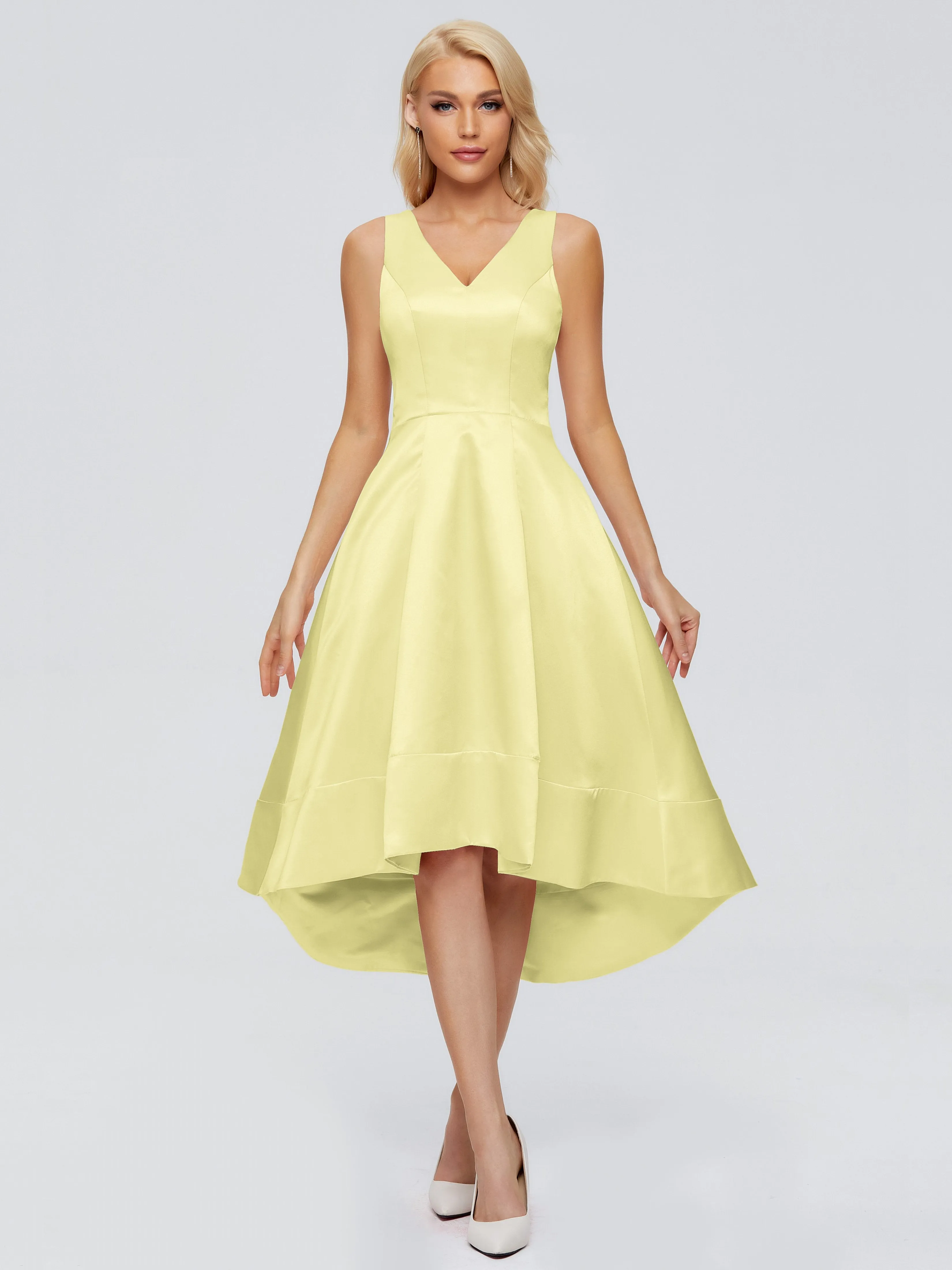 Ashley V-neck Satin Bridesmaid Dresses