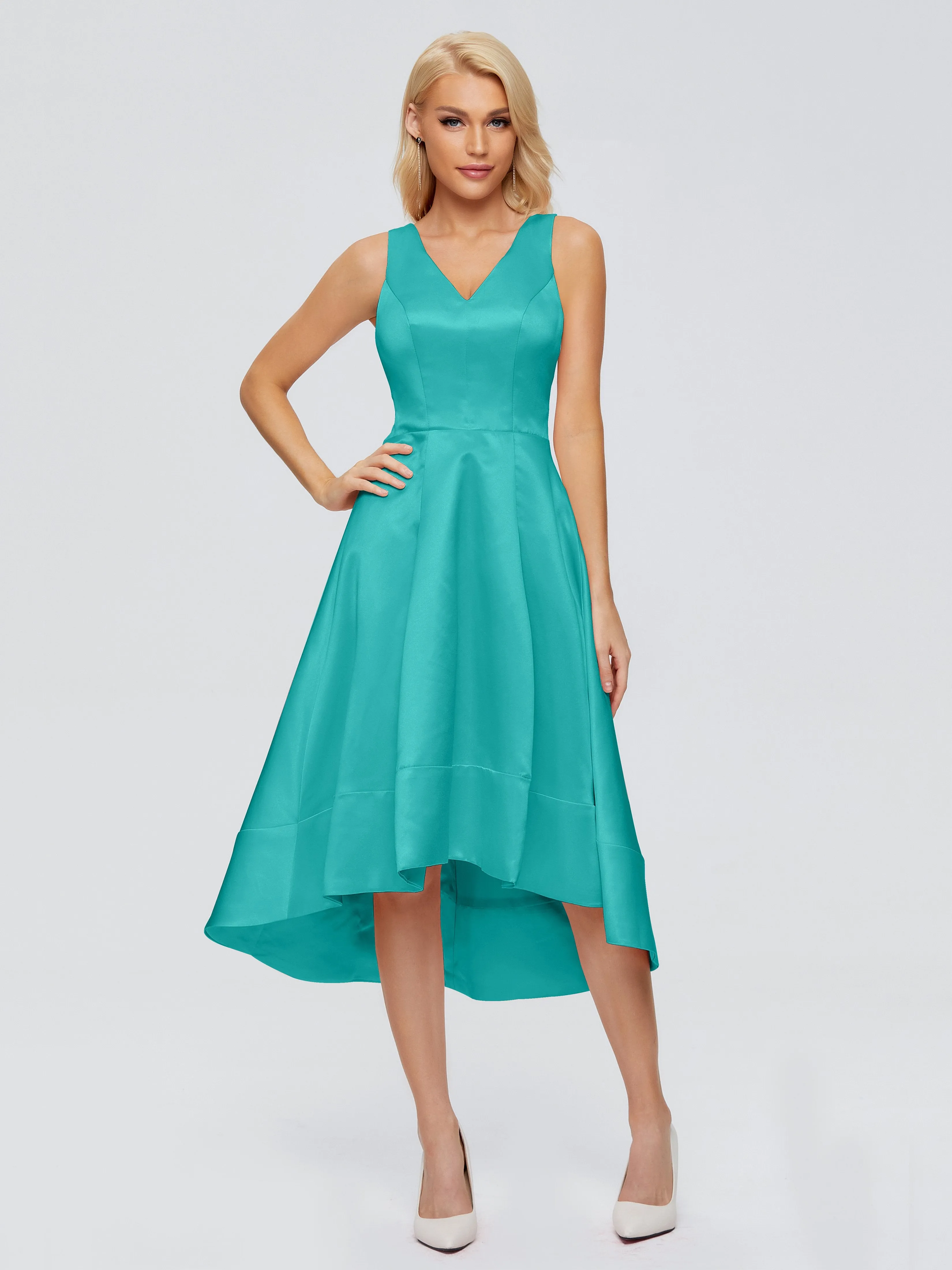 Ashley V-neck Satin Bridesmaid Dresses