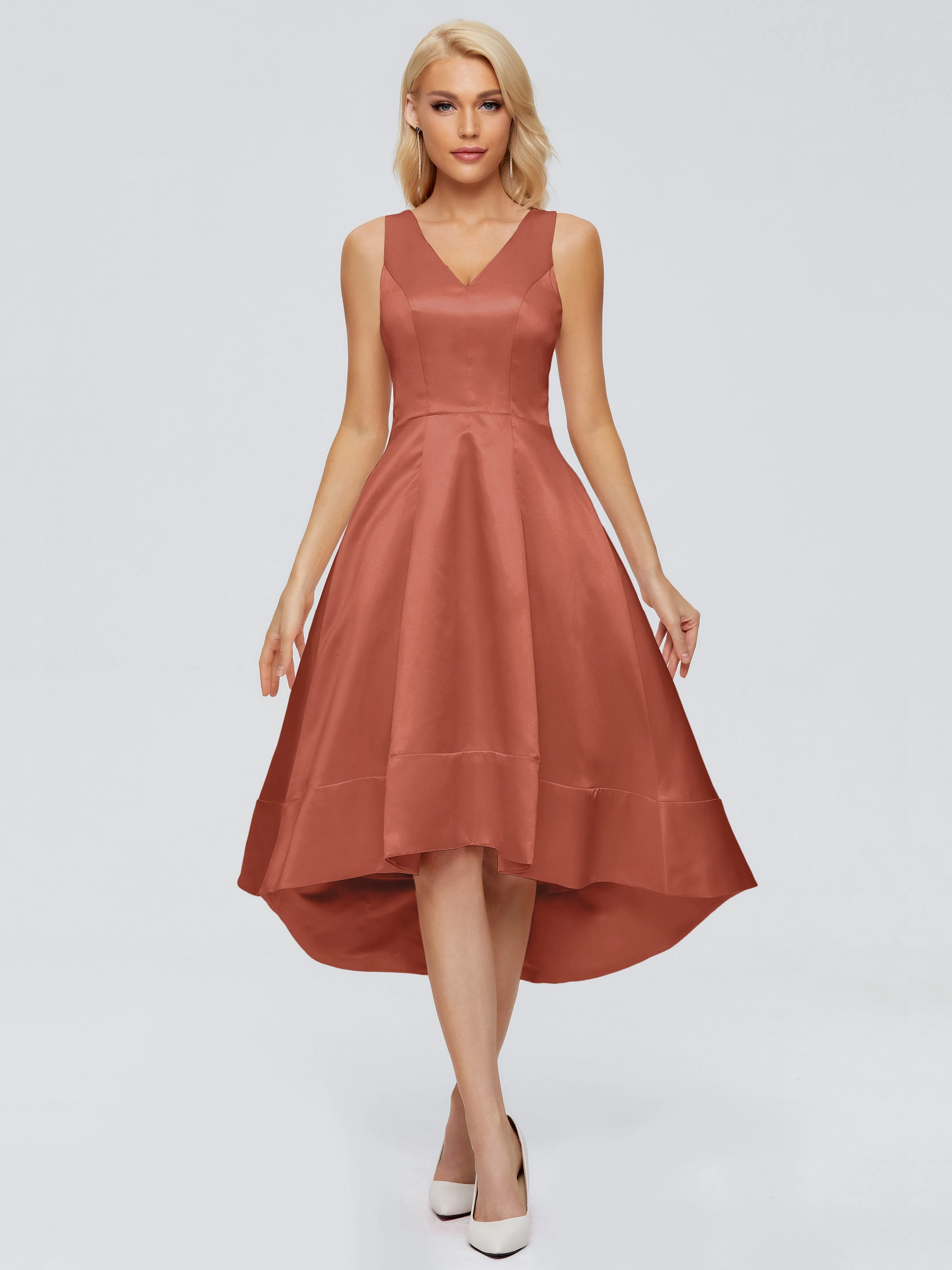 Ashley V-neck Satin Bridesmaid Dresses