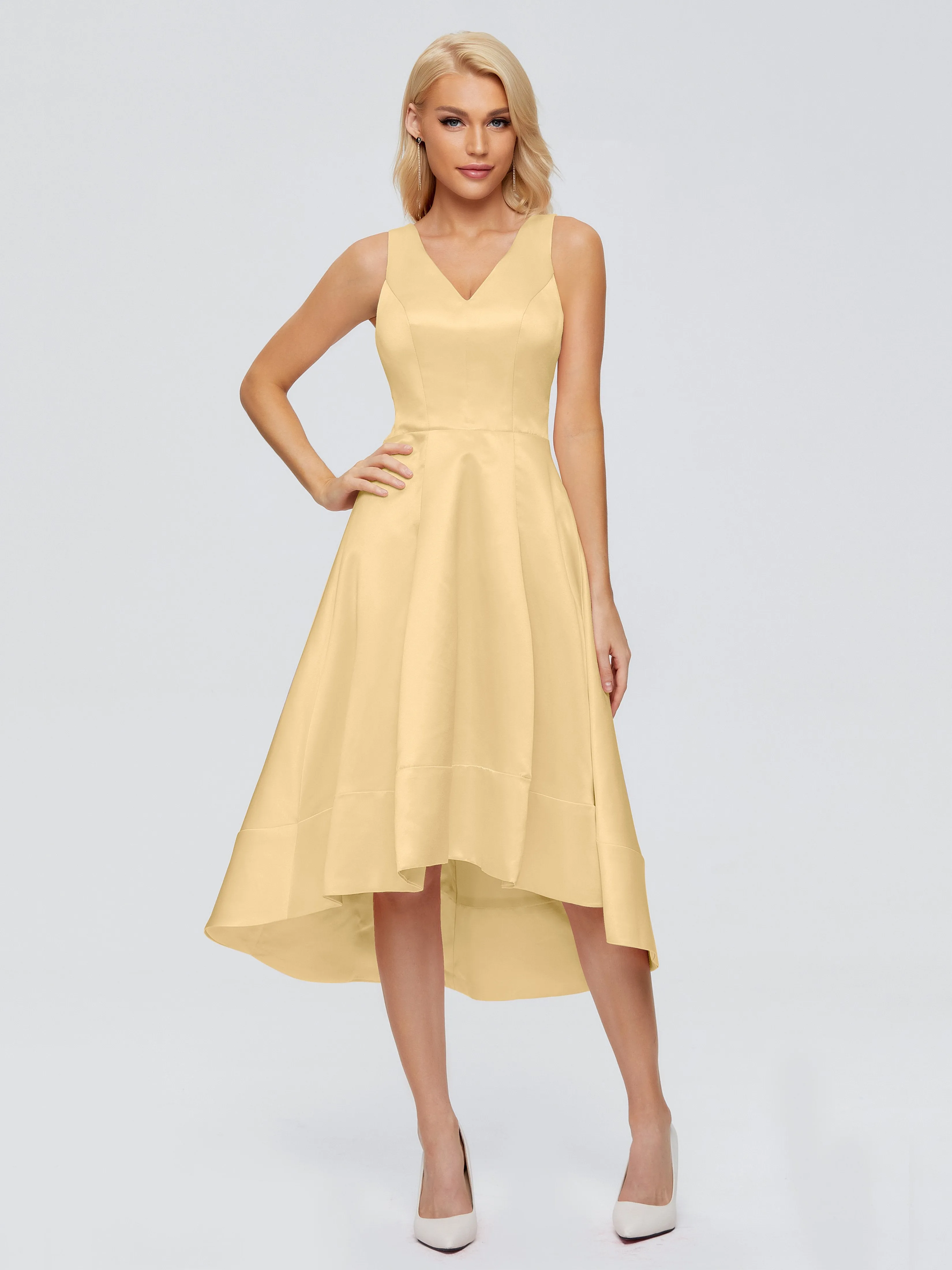 Ashley V-neck Satin Bridesmaid Dresses