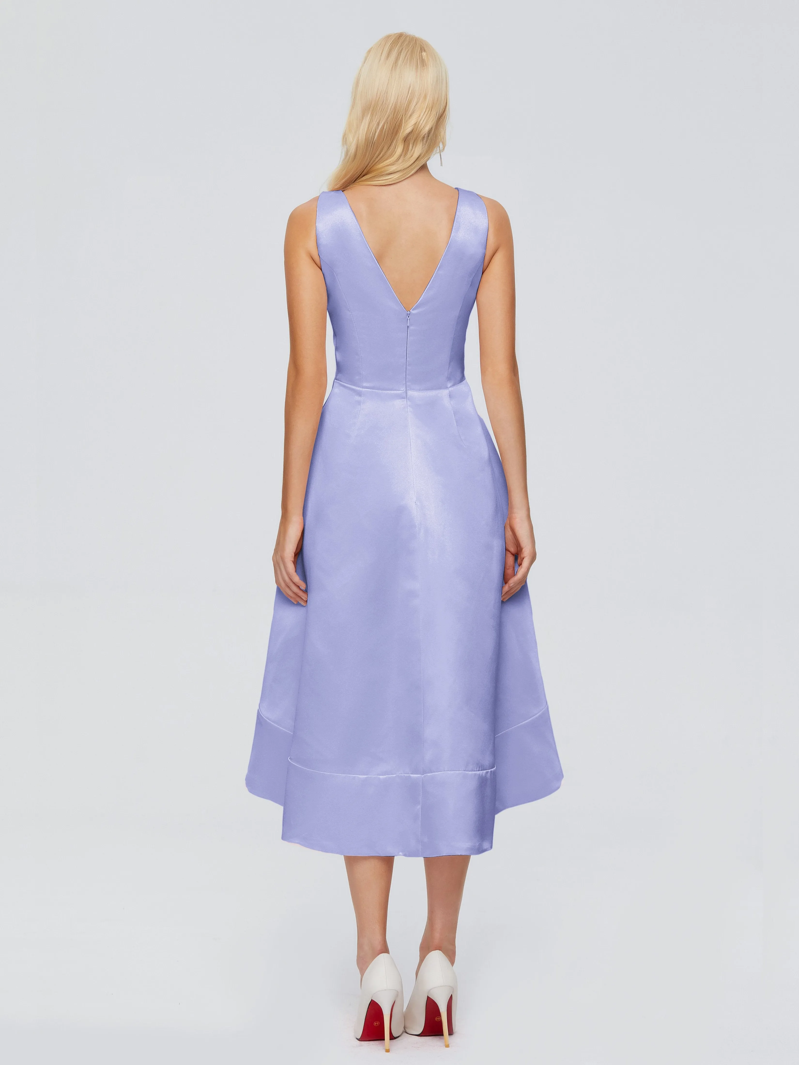 Ashley V-neck Satin Bridesmaid Dresses