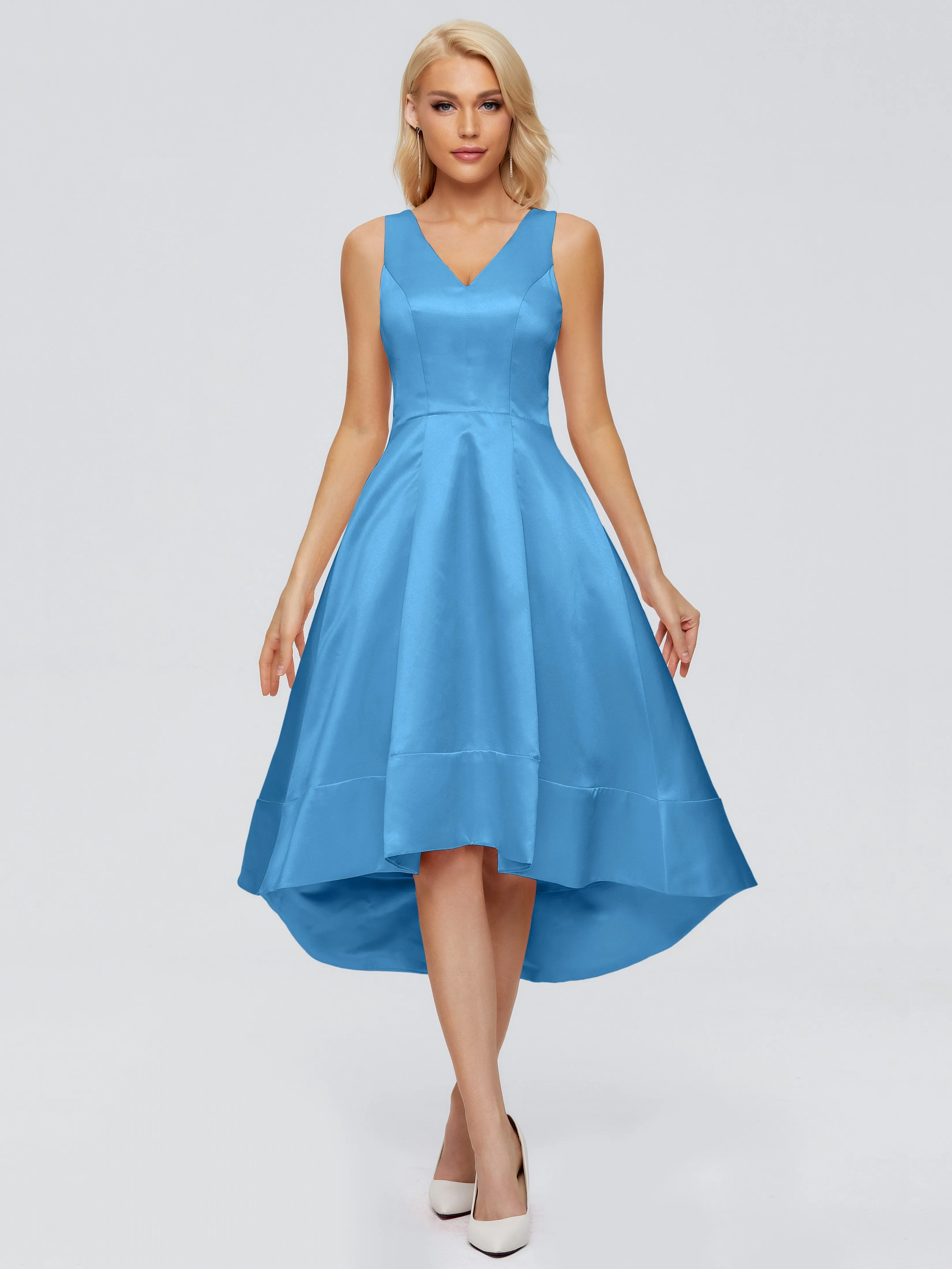 Ashley V-neck Satin Bridesmaid Dresses