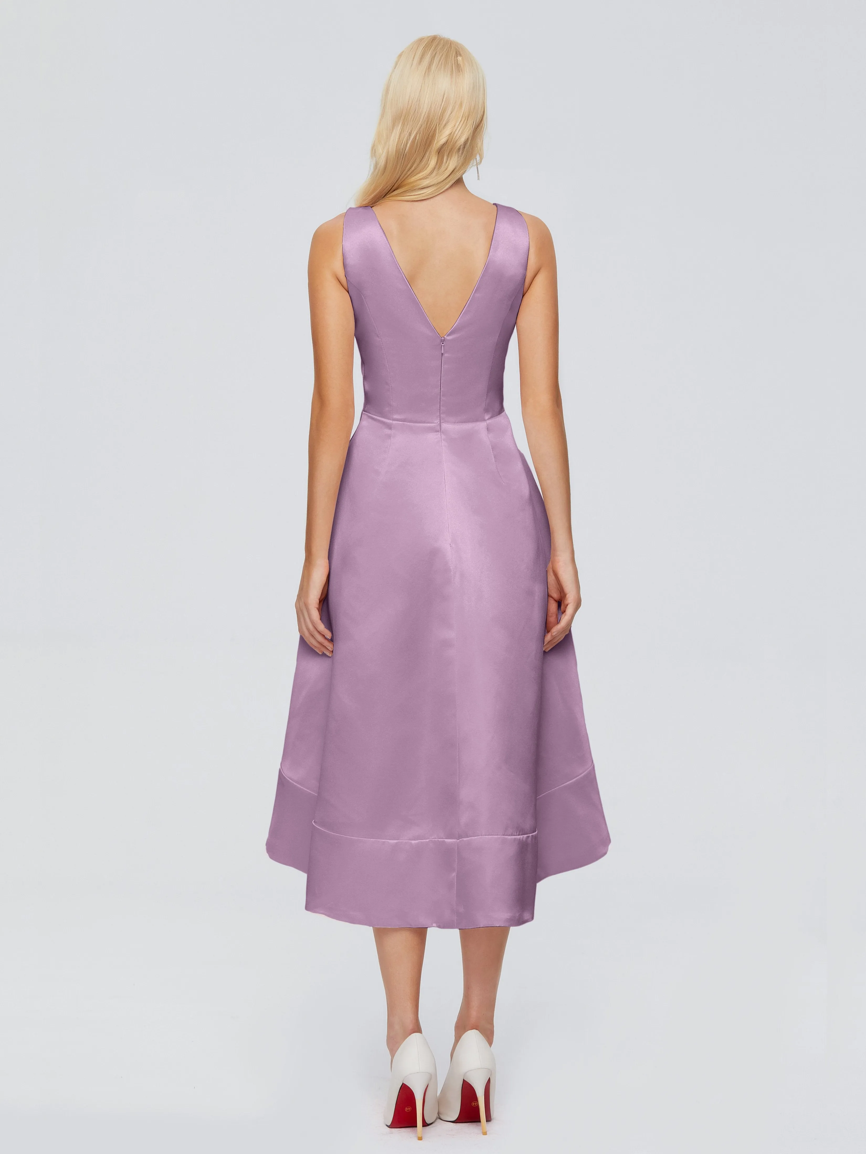 Ashley V-neck Satin Bridesmaid Dresses