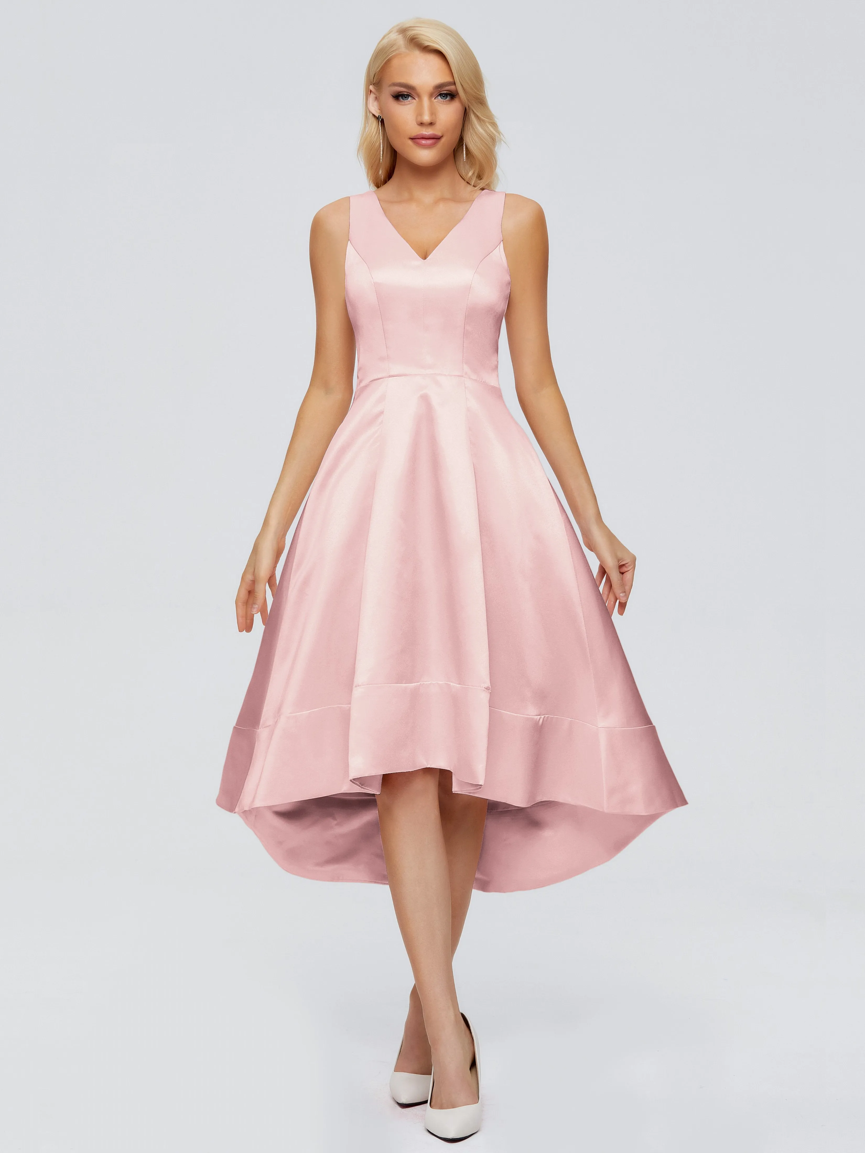 Ashley V-neck Satin Bridesmaid Dresses