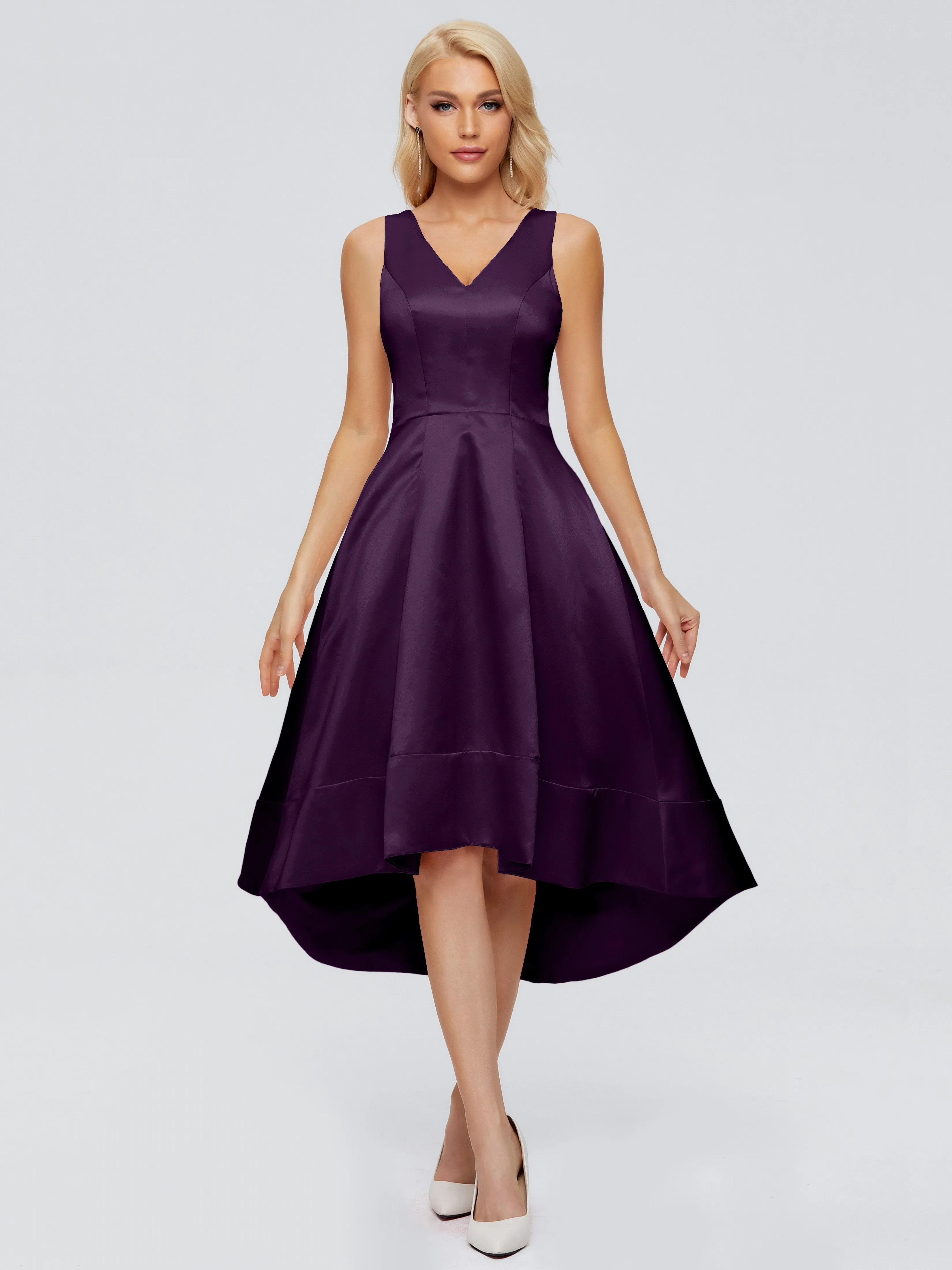 Ashley V-neck Satin Bridesmaid Dresses