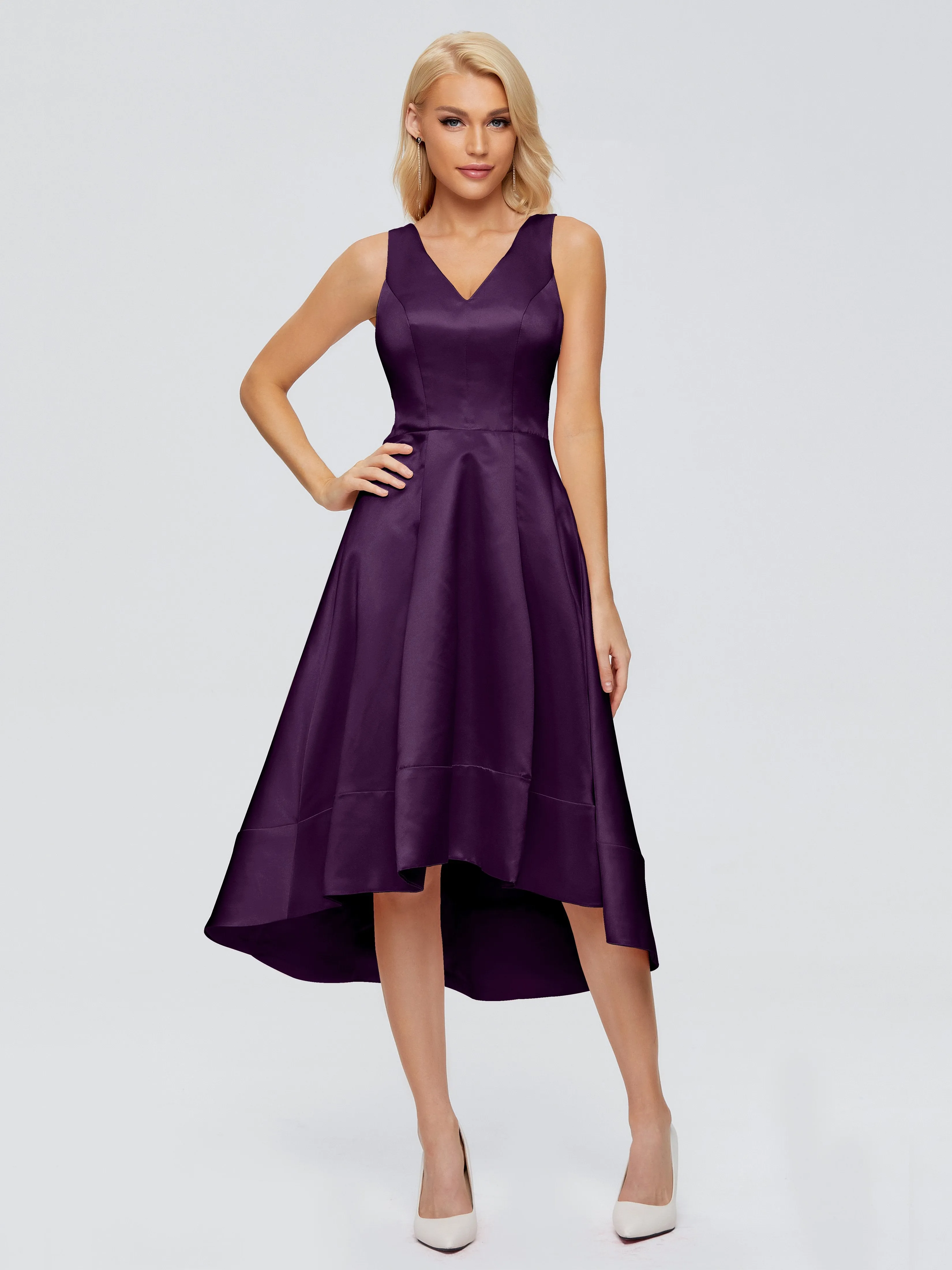 Ashley V-neck Satin Bridesmaid Dresses