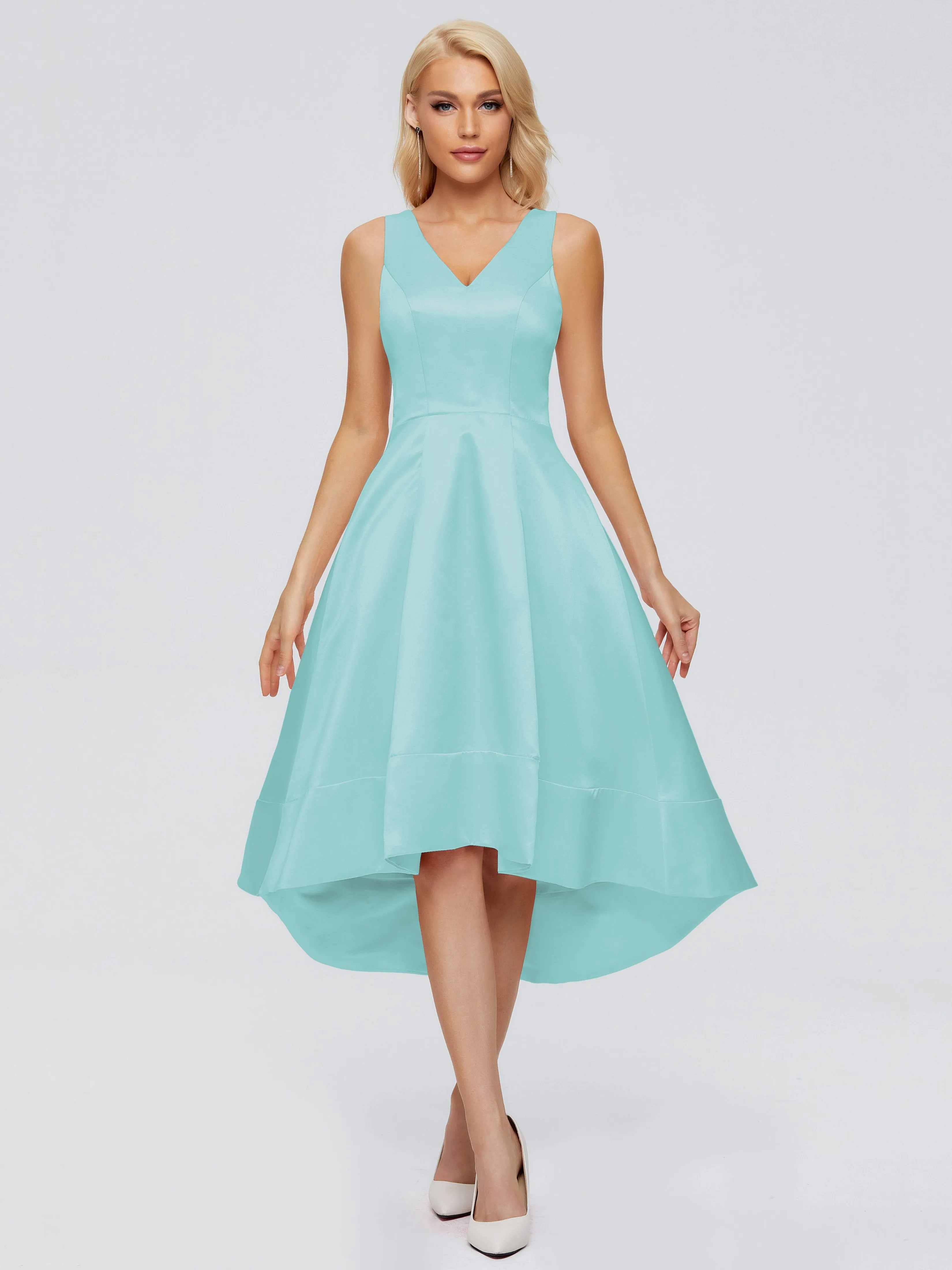 Ashley V-neck Satin Bridesmaid Dresses