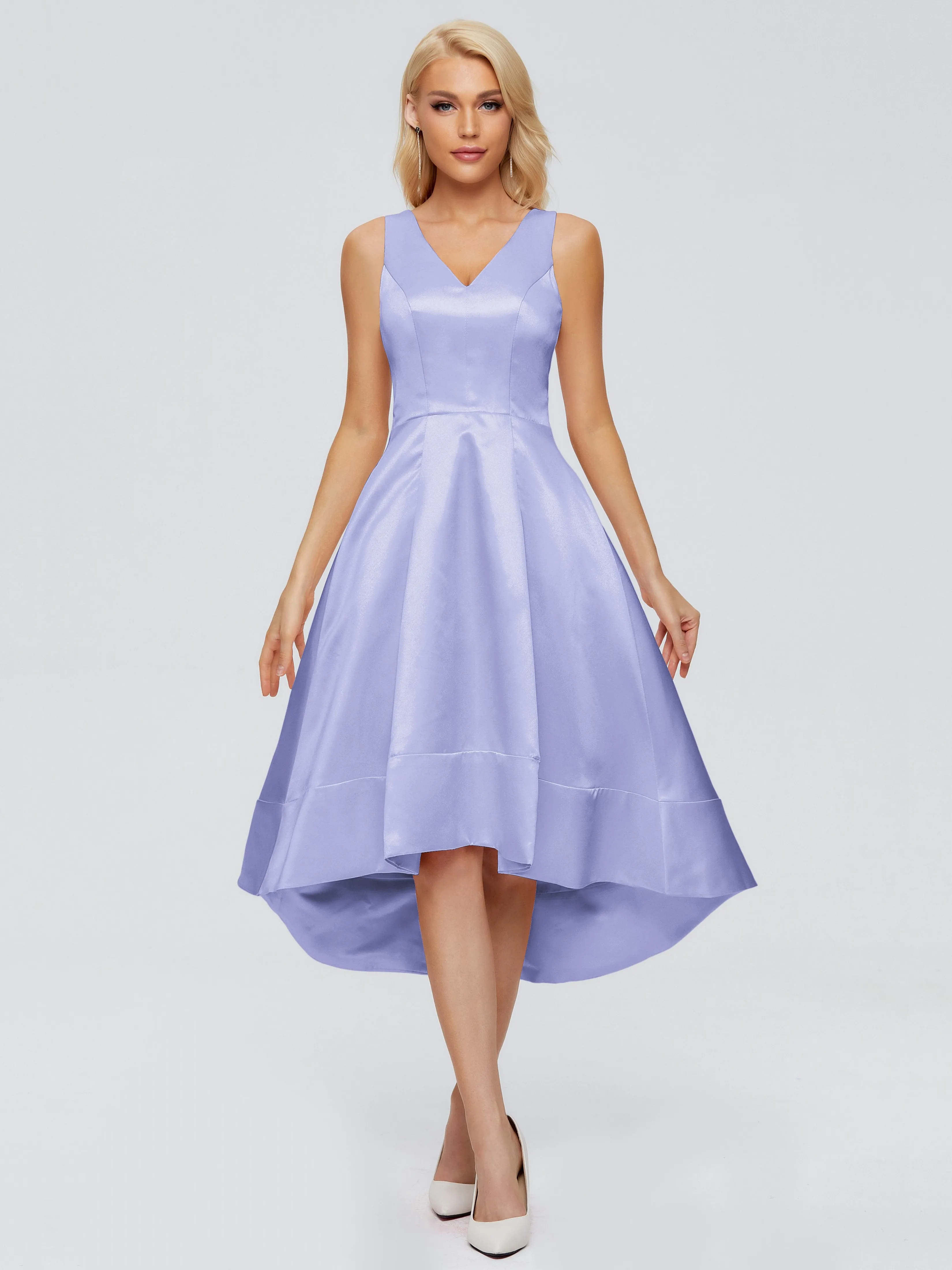 Ashley V-neck Satin Bridesmaid Dresses