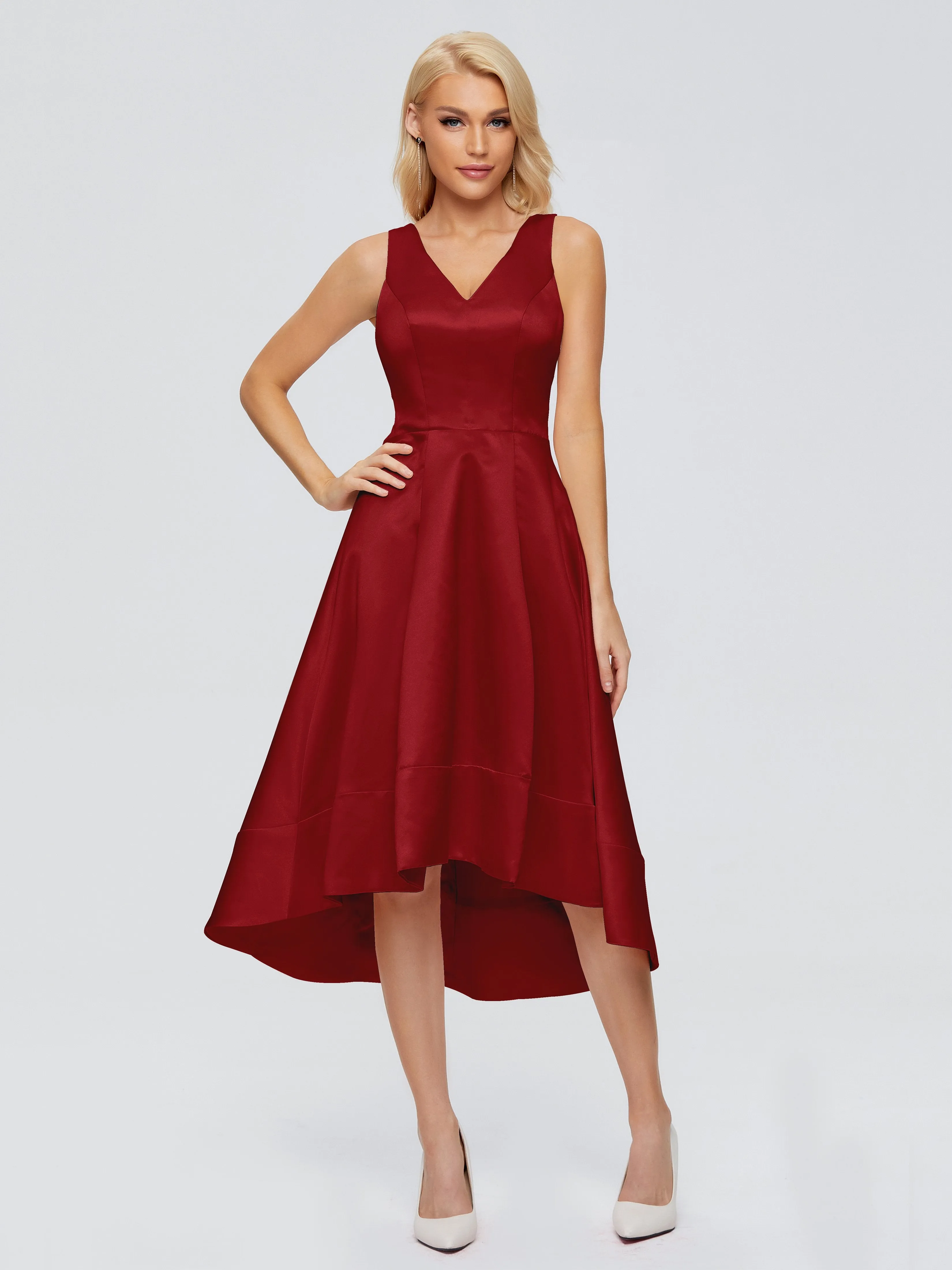 Ashley V-neck Satin Bridesmaid Dresses