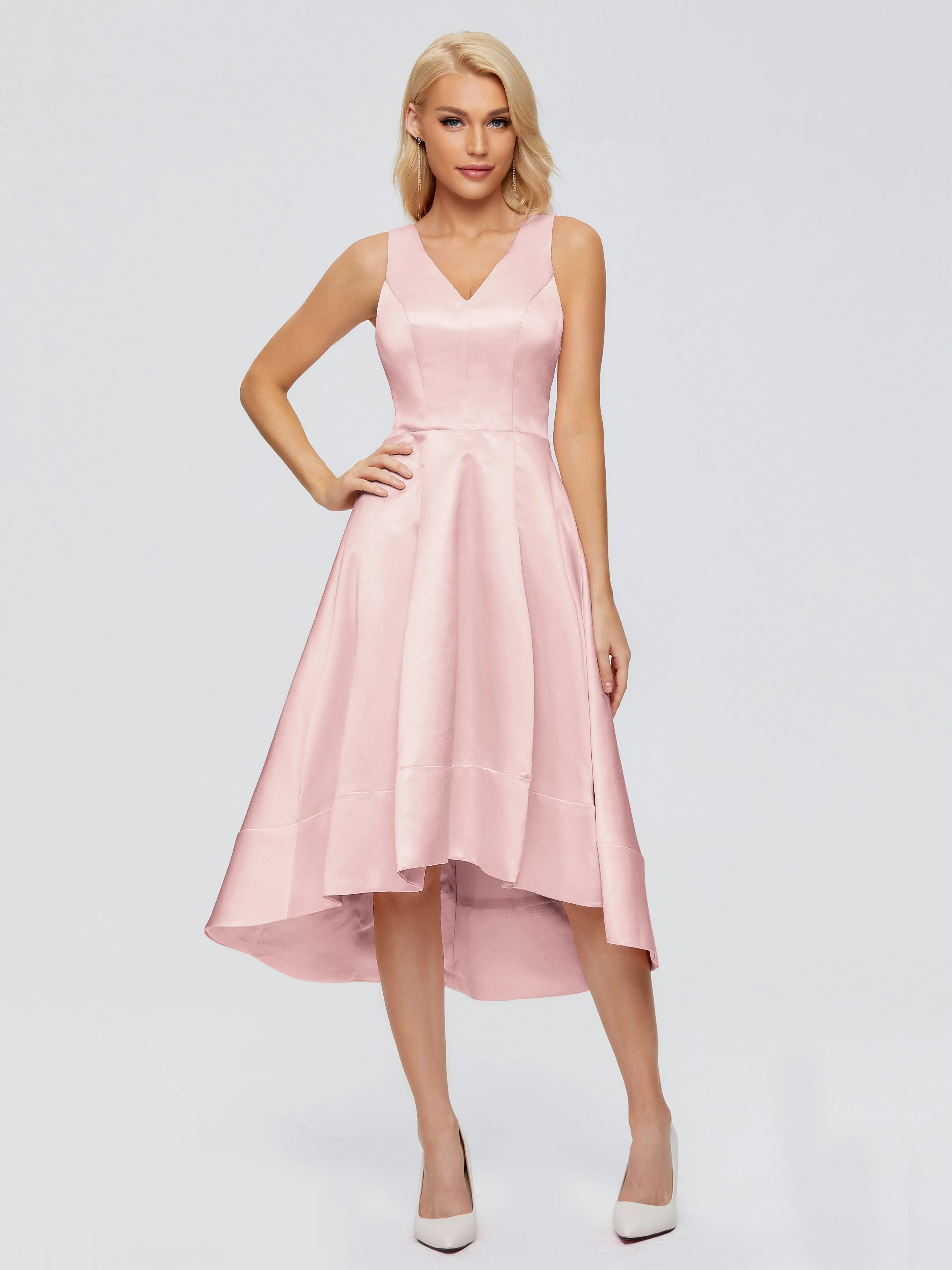 Ashley V-neck Satin Bridesmaid Dresses