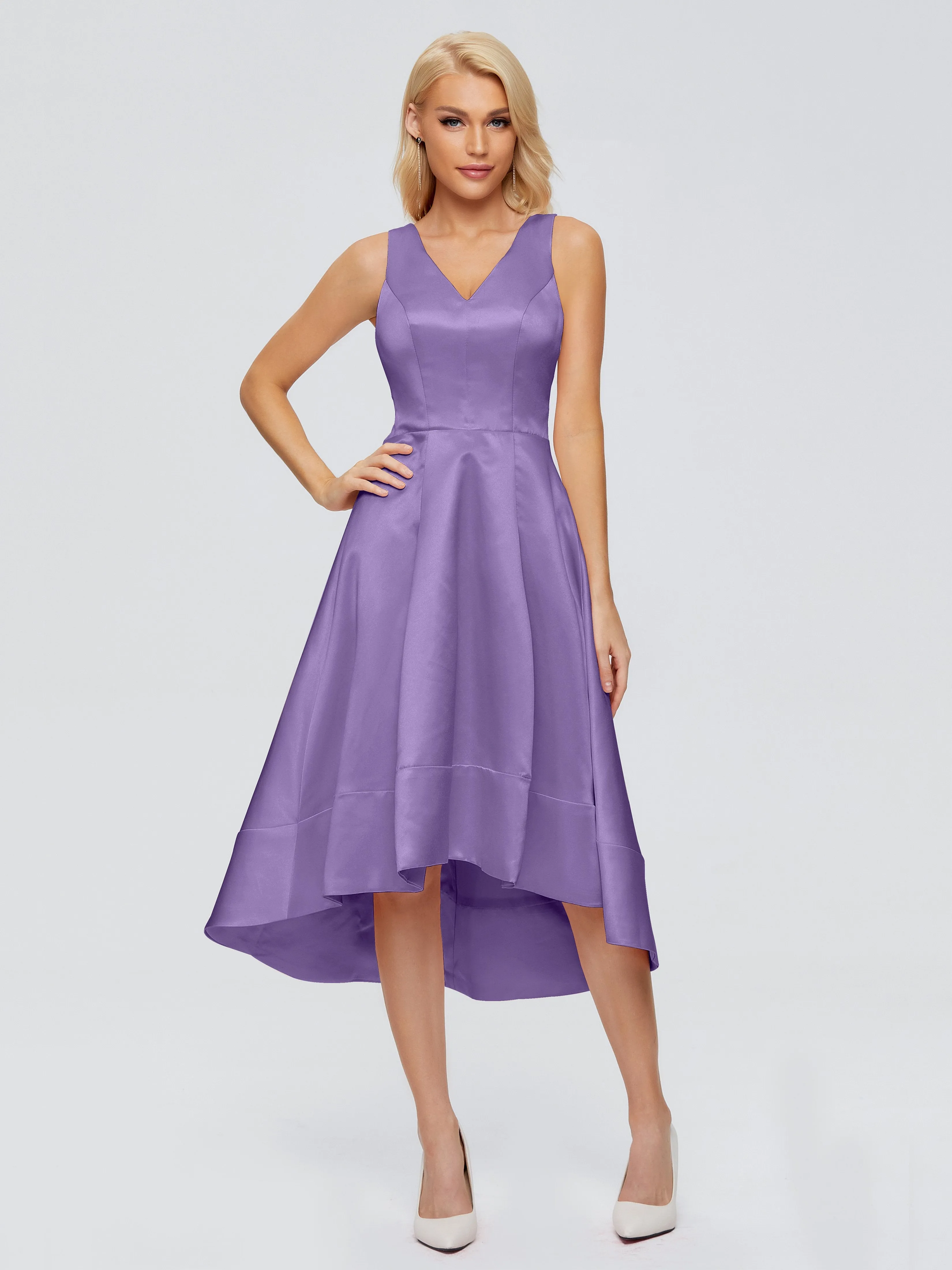 Ashley V-neck Satin Bridesmaid Dresses