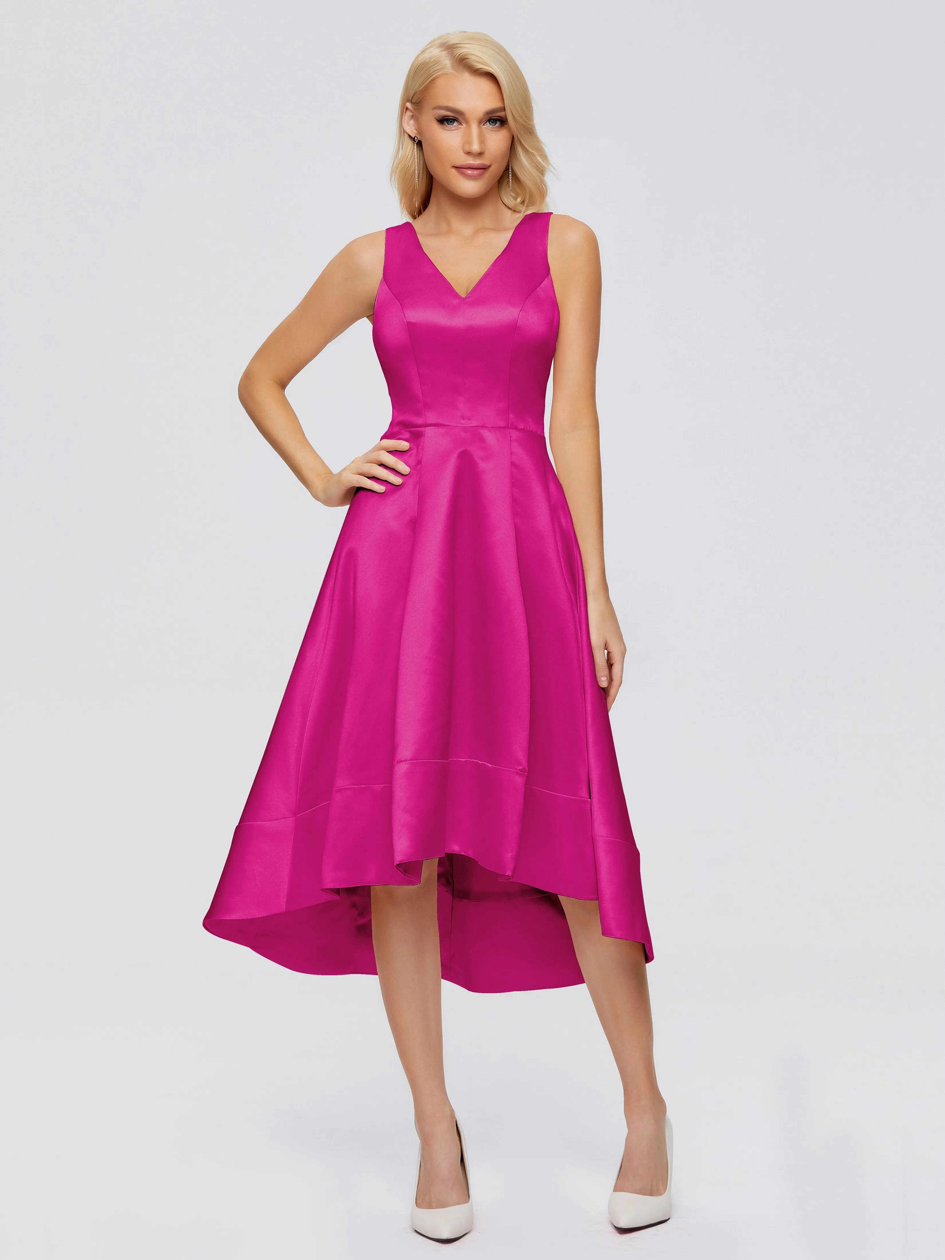 Ashley V-neck Satin Bridesmaid Dresses