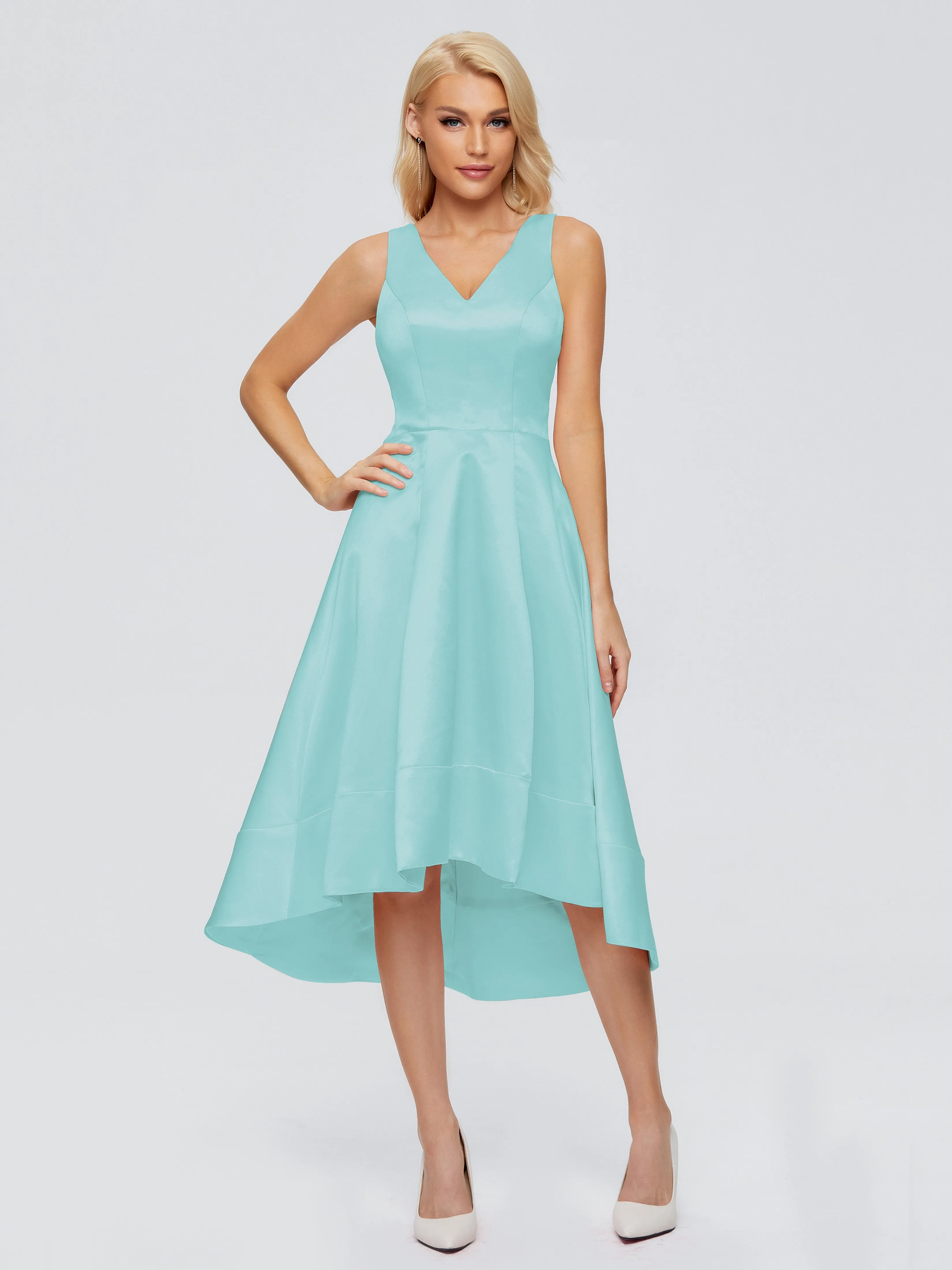 Ashley V-neck Satin Bridesmaid Dresses