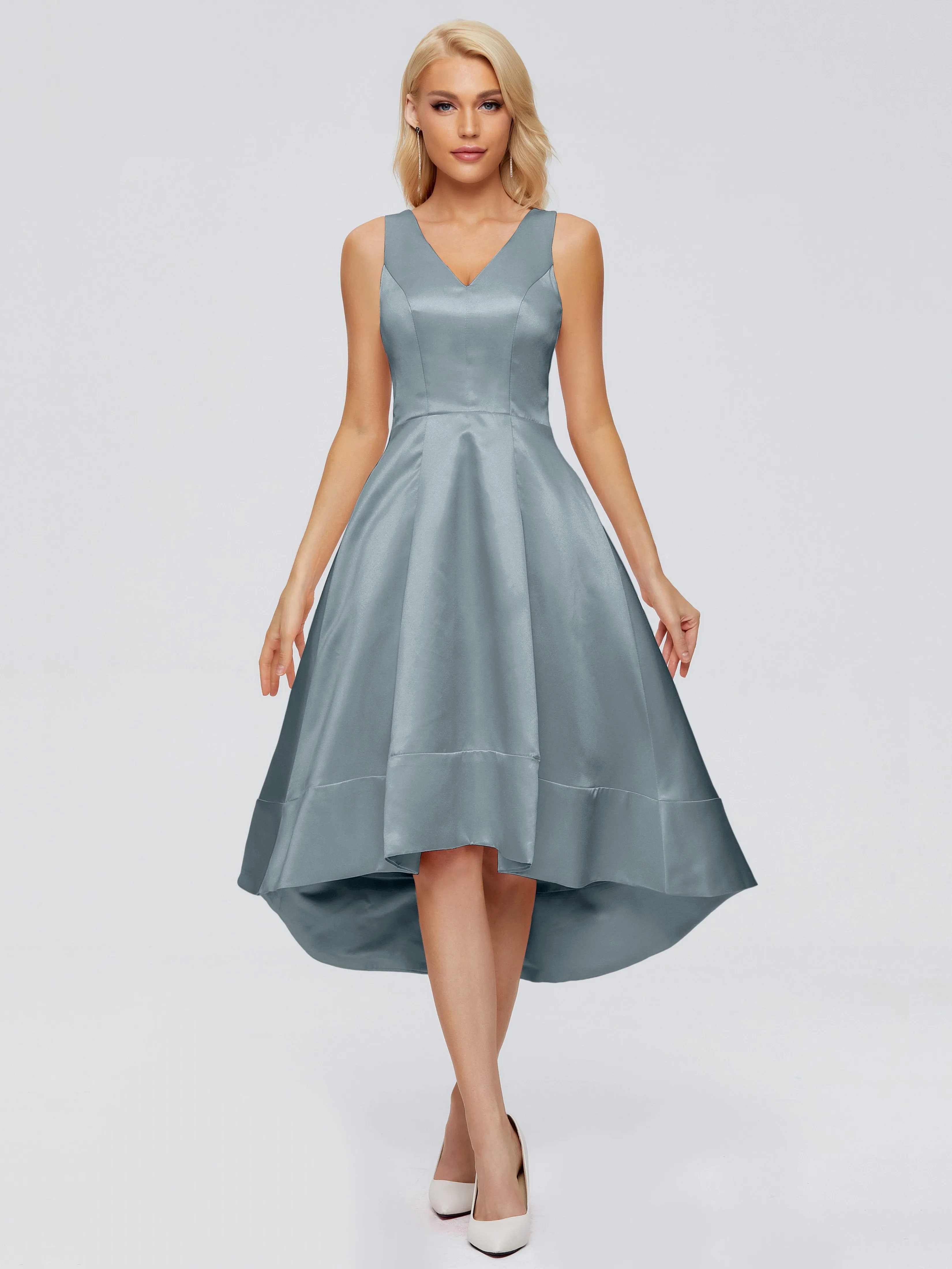 Ashley V-neck Satin Bridesmaid Dresses