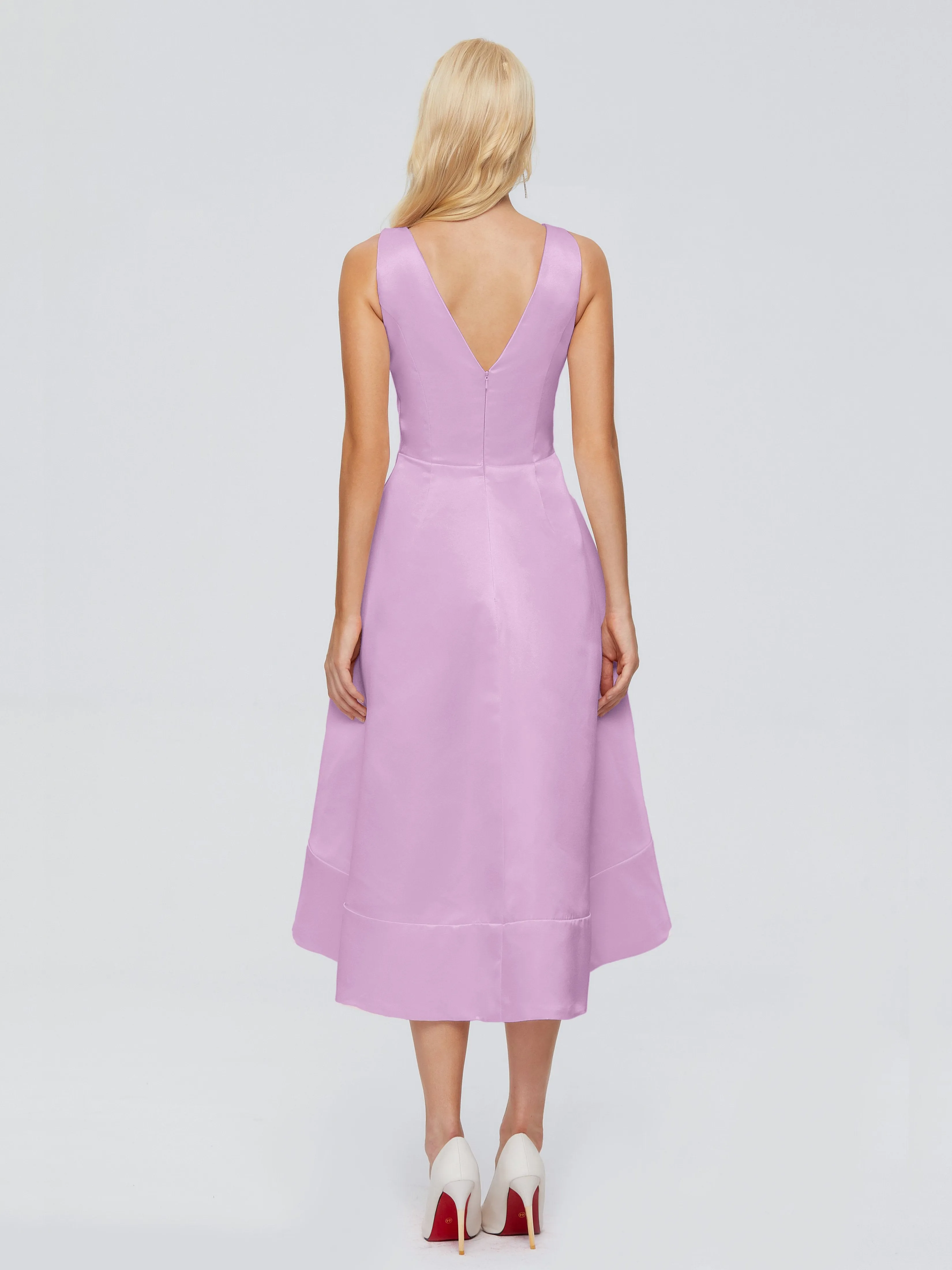 Ashley V-neck Satin Bridesmaid Dresses