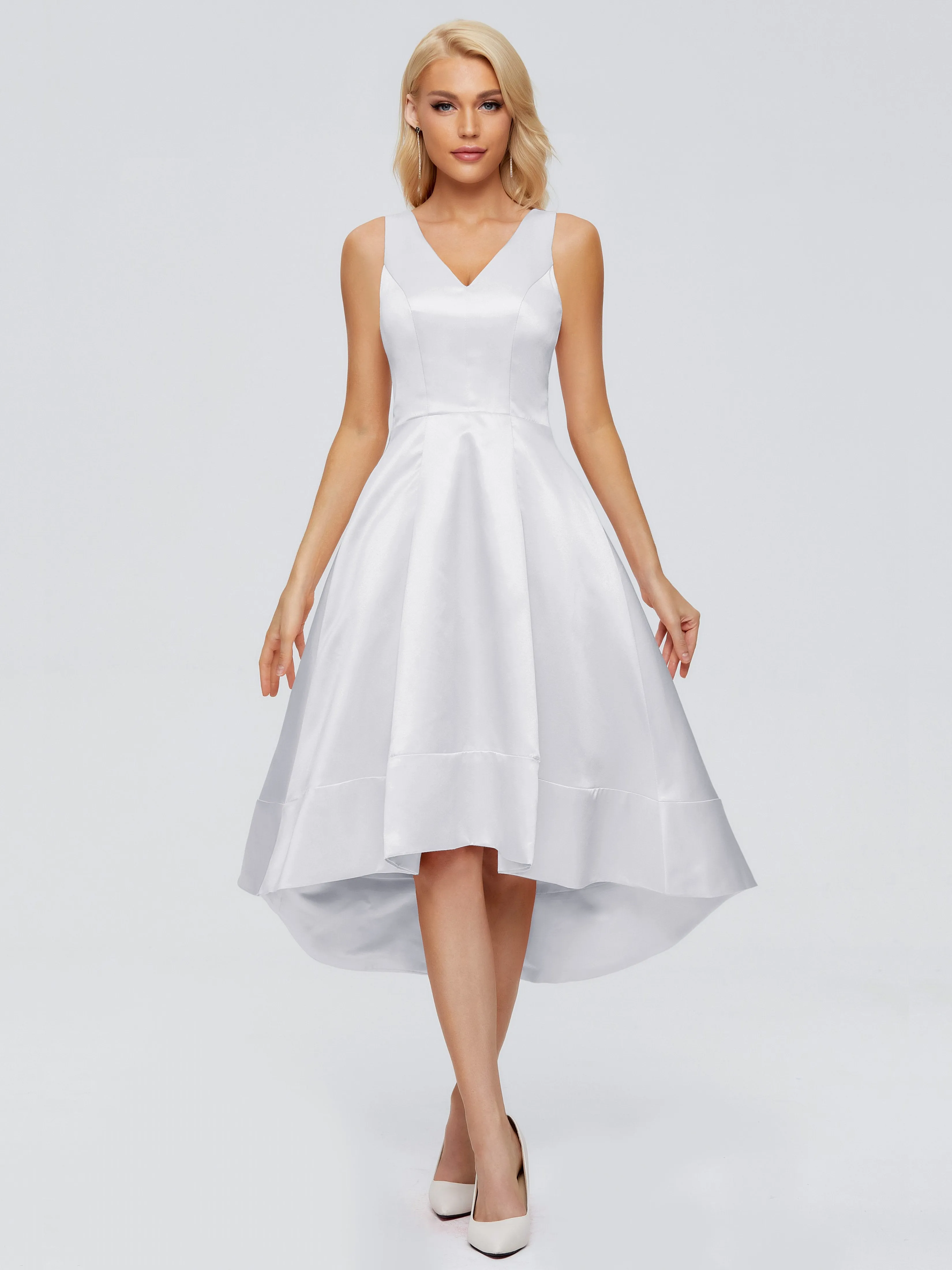 Ashley V-neck Satin Bridesmaid Dresses