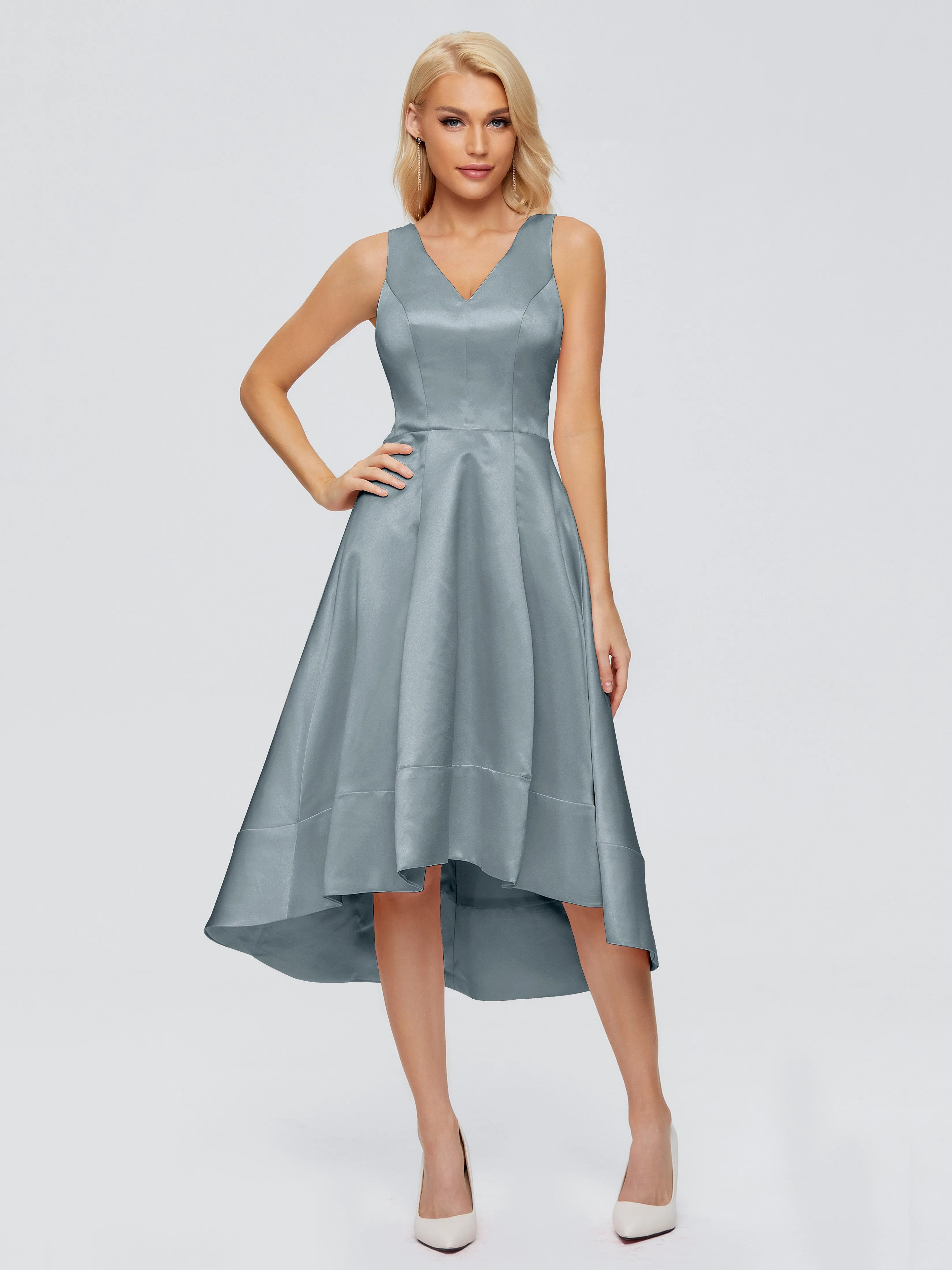 Ashley V-neck Satin Bridesmaid Dresses