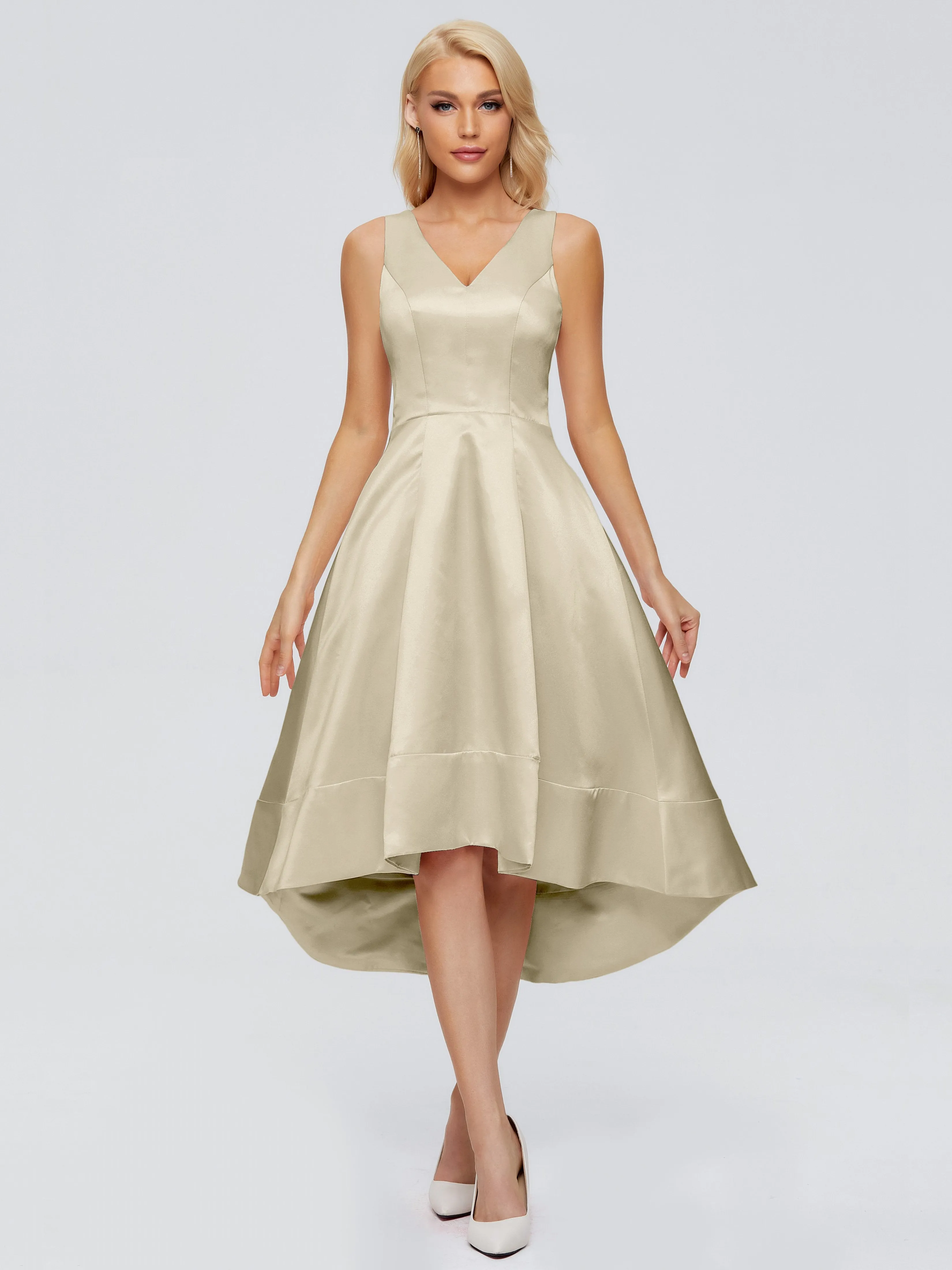 Ashley V-neck Satin Bridesmaid Dresses