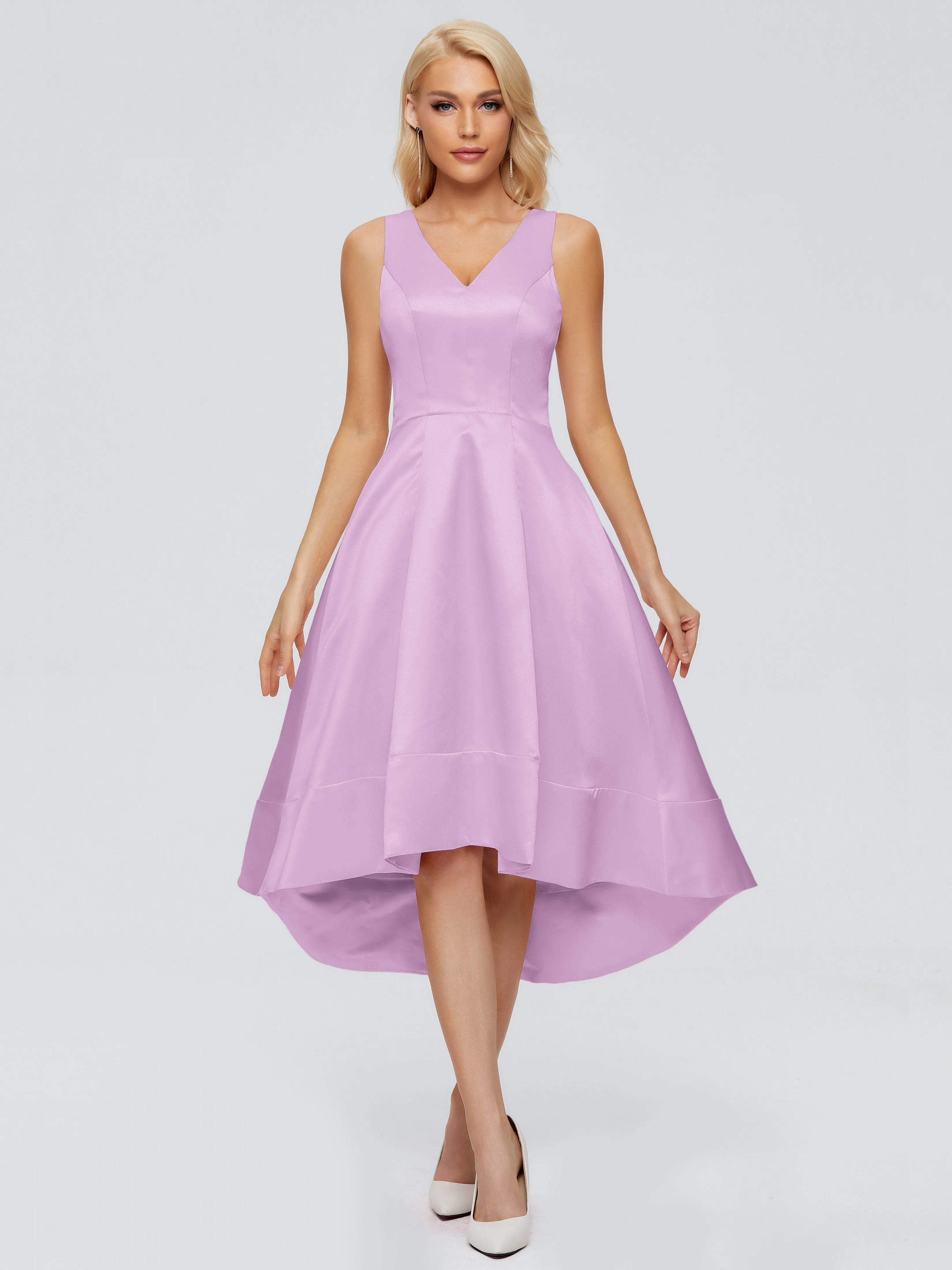 Ashley V-neck Satin Bridesmaid Dresses