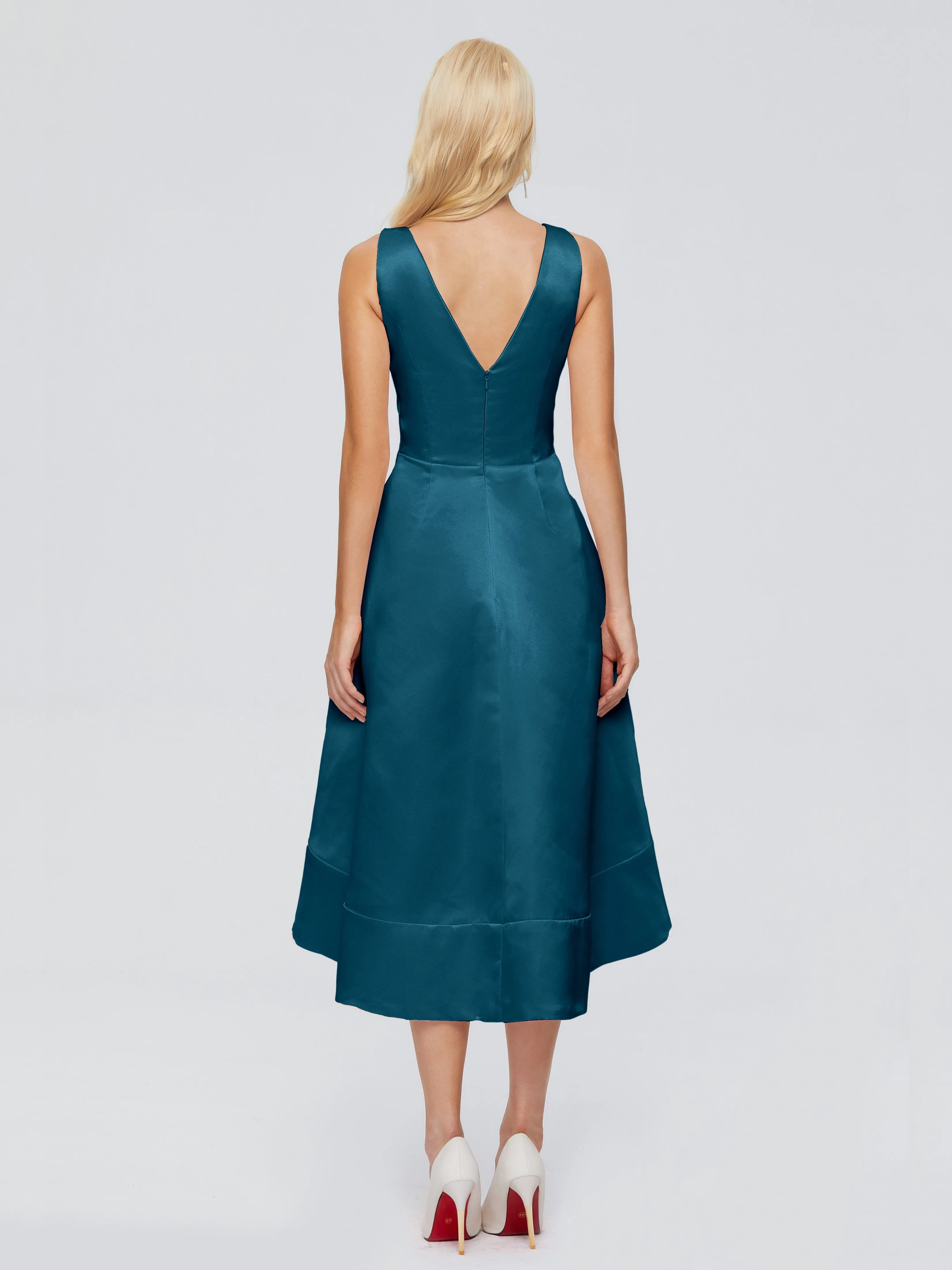 Ashley V-neck Satin Bridesmaid Dresses