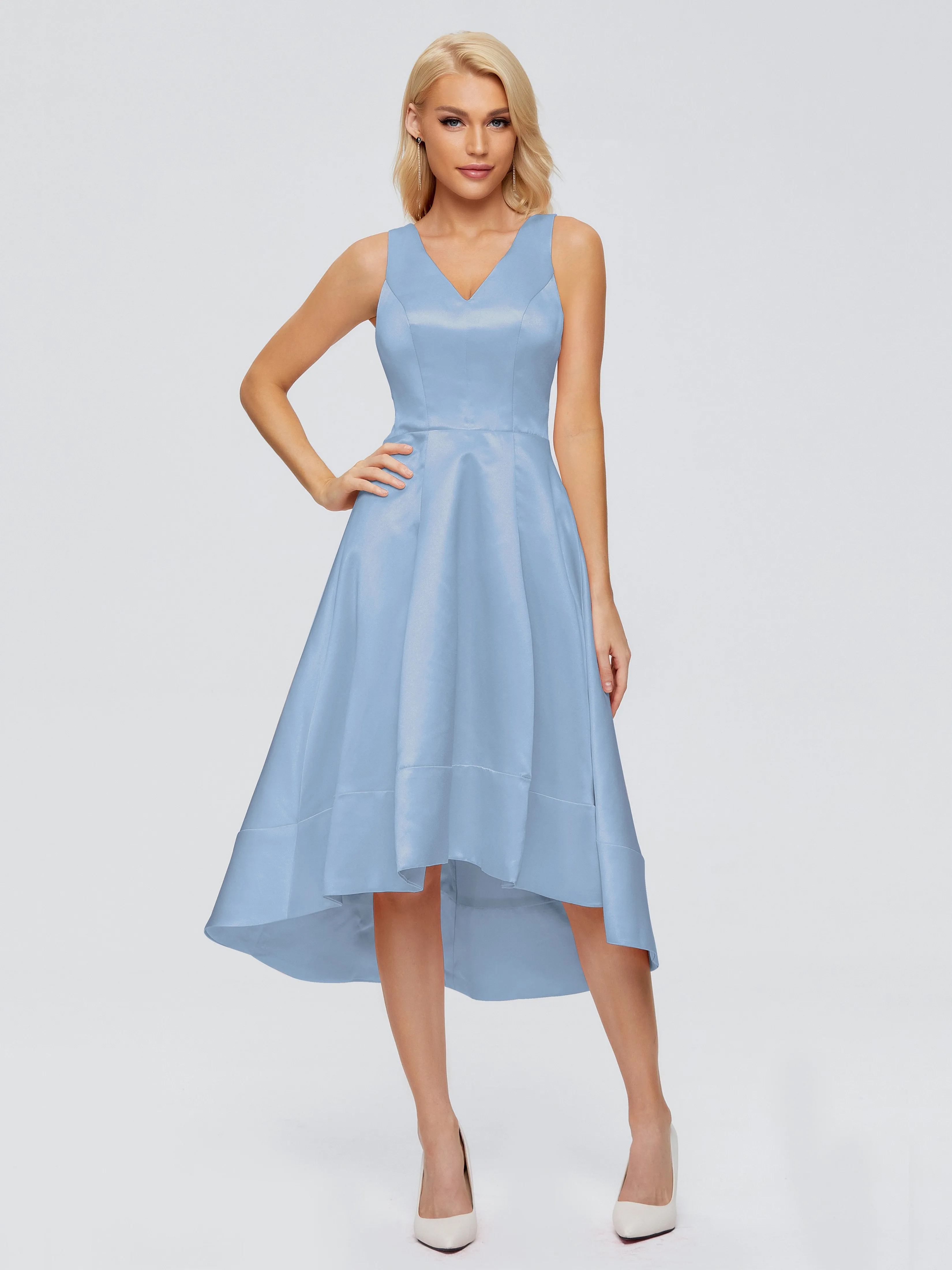 Ashley V-neck Satin Bridesmaid Dresses