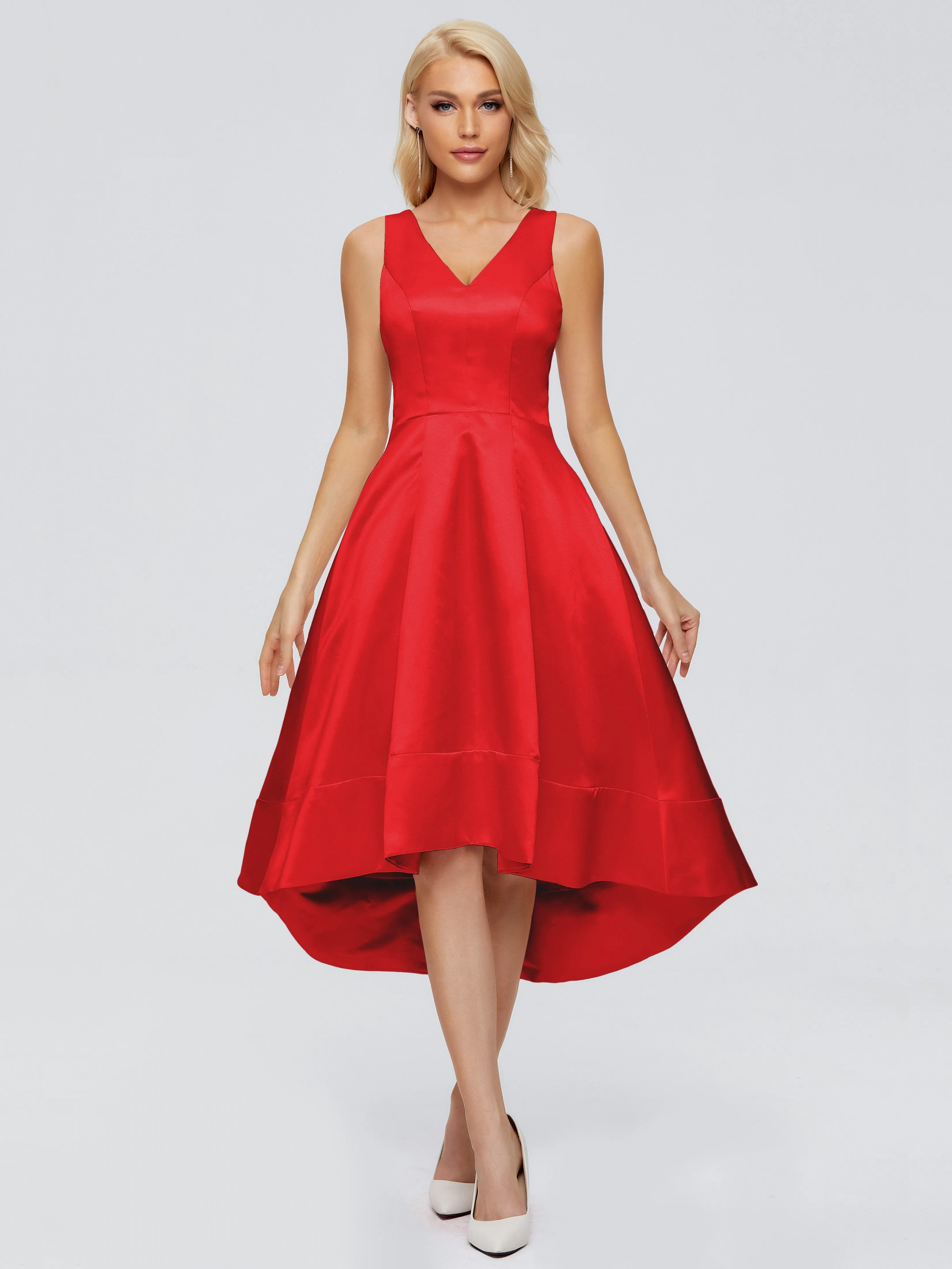 Ashley V-neck Satin Bridesmaid Dresses