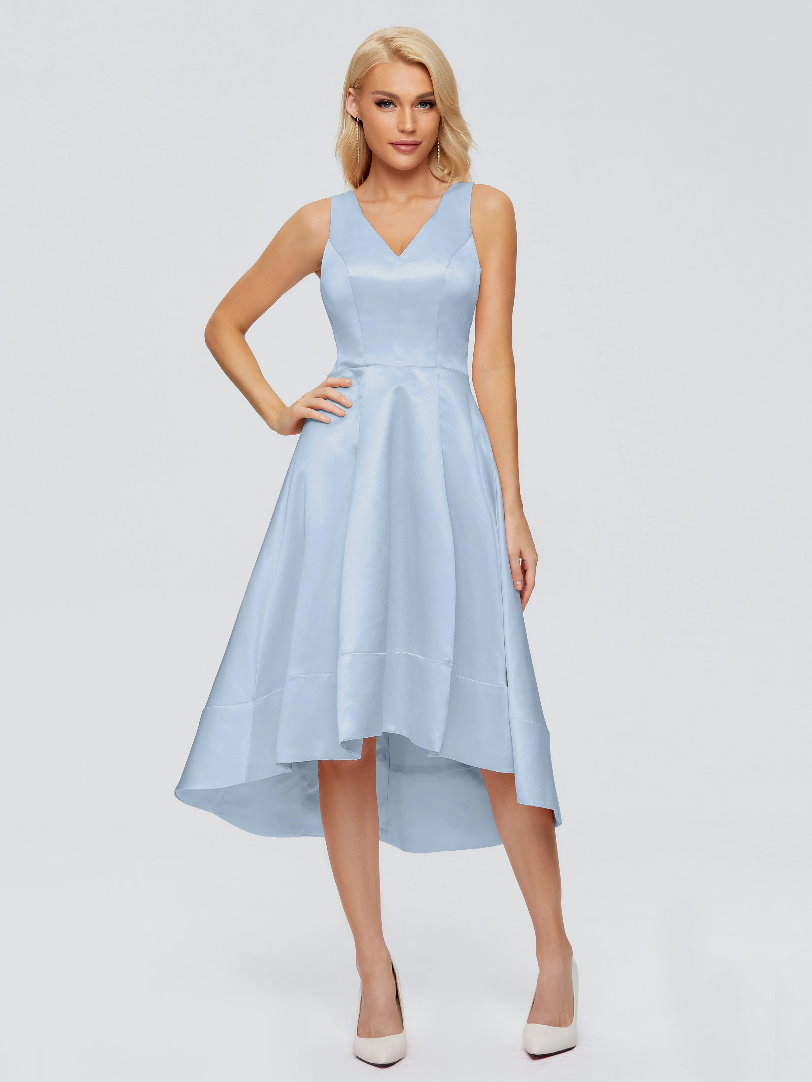 Ashley V-neck Satin Bridesmaid Dresses