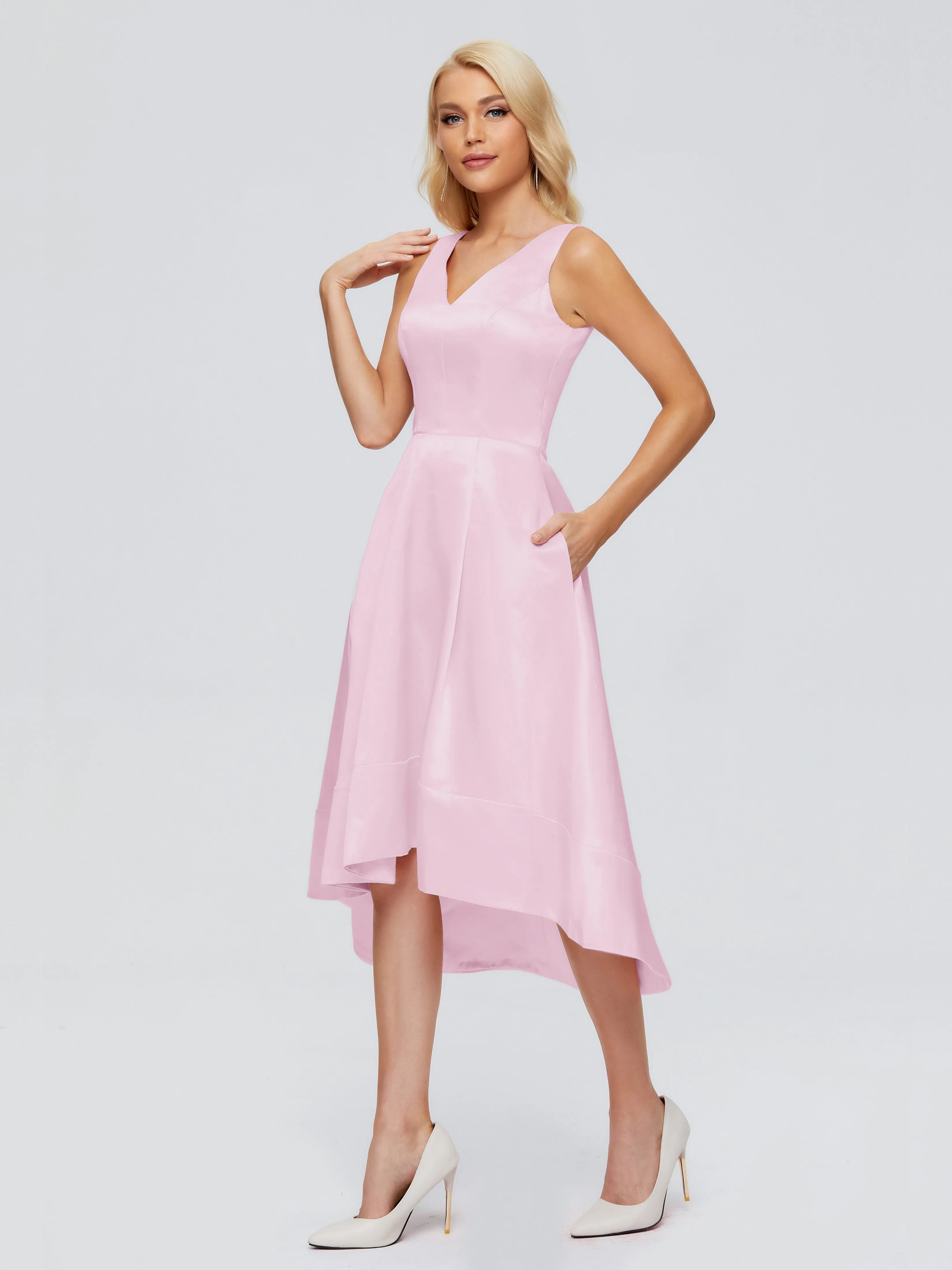 Ashley V-neck Satin Bridesmaid Dresses