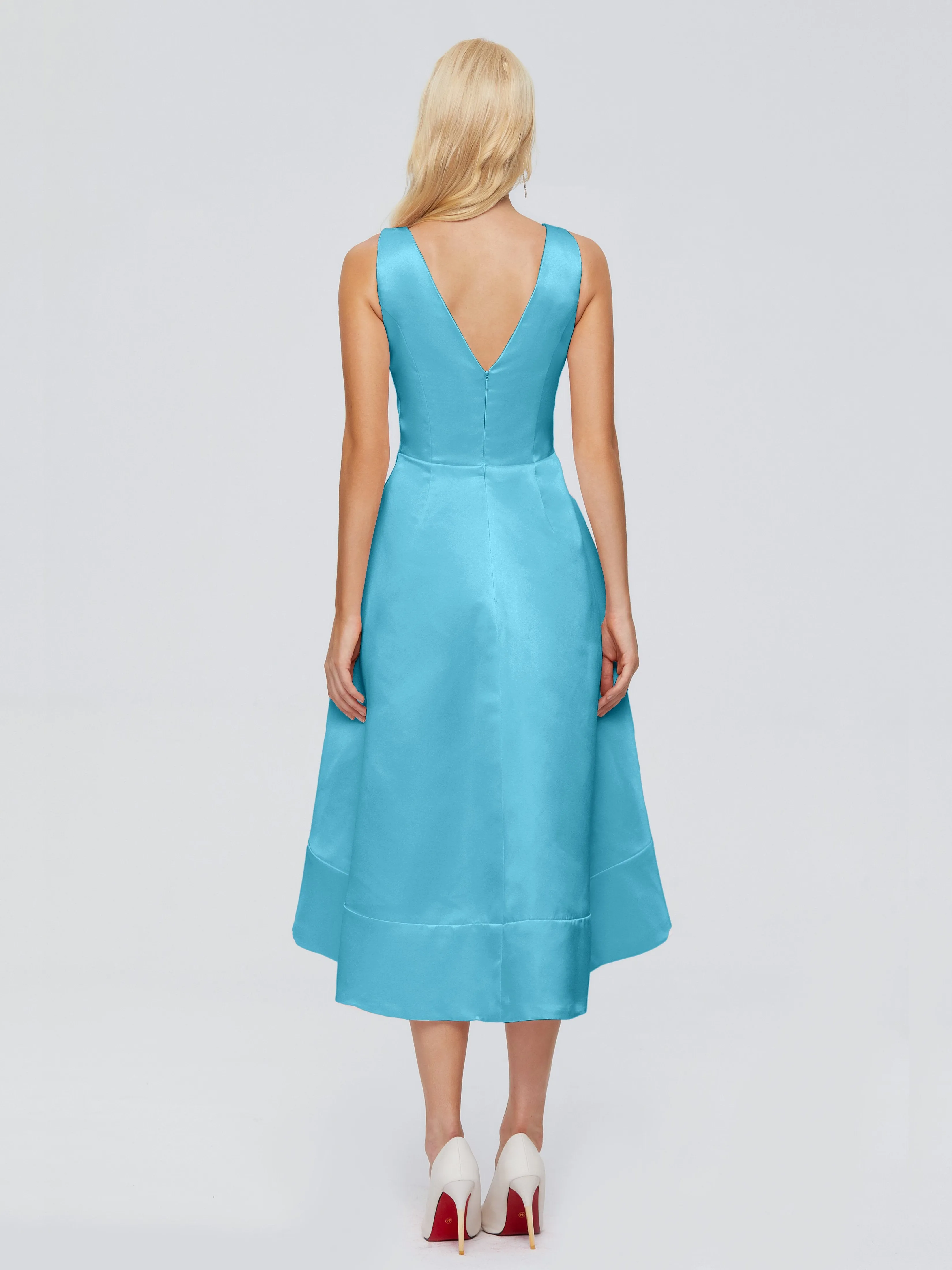 Ashley V-neck Satin Bridesmaid Dresses