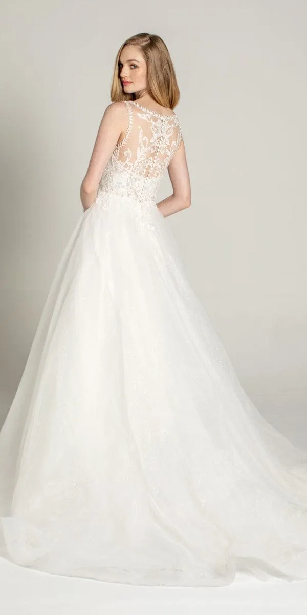 Bateau Embroidered Tulle Ballgown