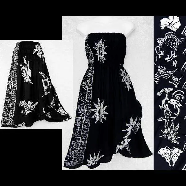 Black and White Batik Convertible Dress/Skirt