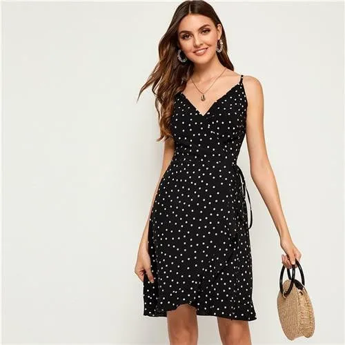 Black and White Polka Dot Print Dress